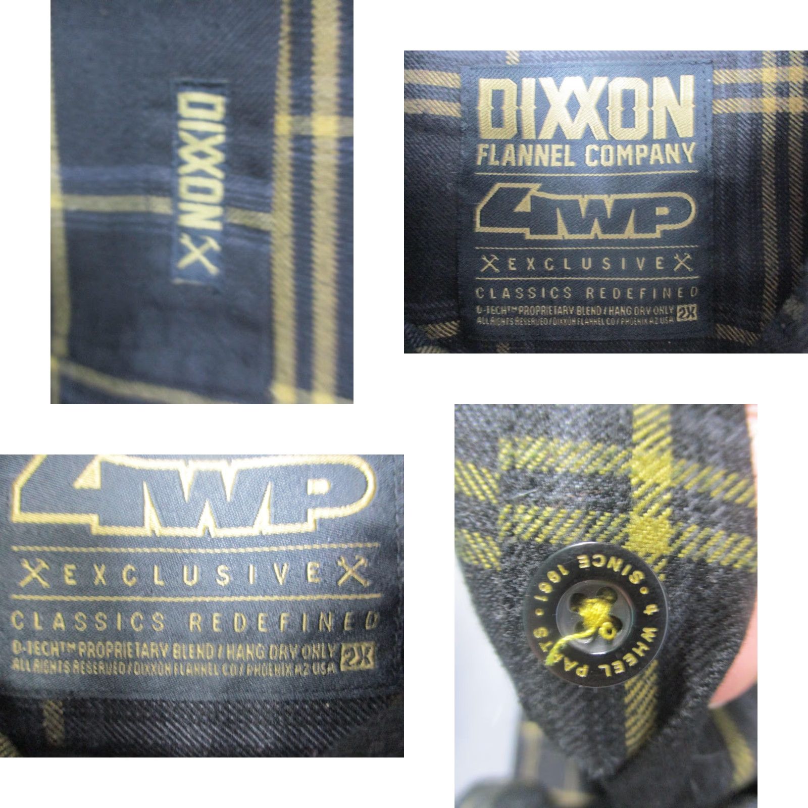 Vintage Dixxon Flannel Company Shirt Mens 2XL Gray Yellow Plaid 4WP Exclusive Button Size US XXL / EU 58 / 5 - 8 Thumbnail
