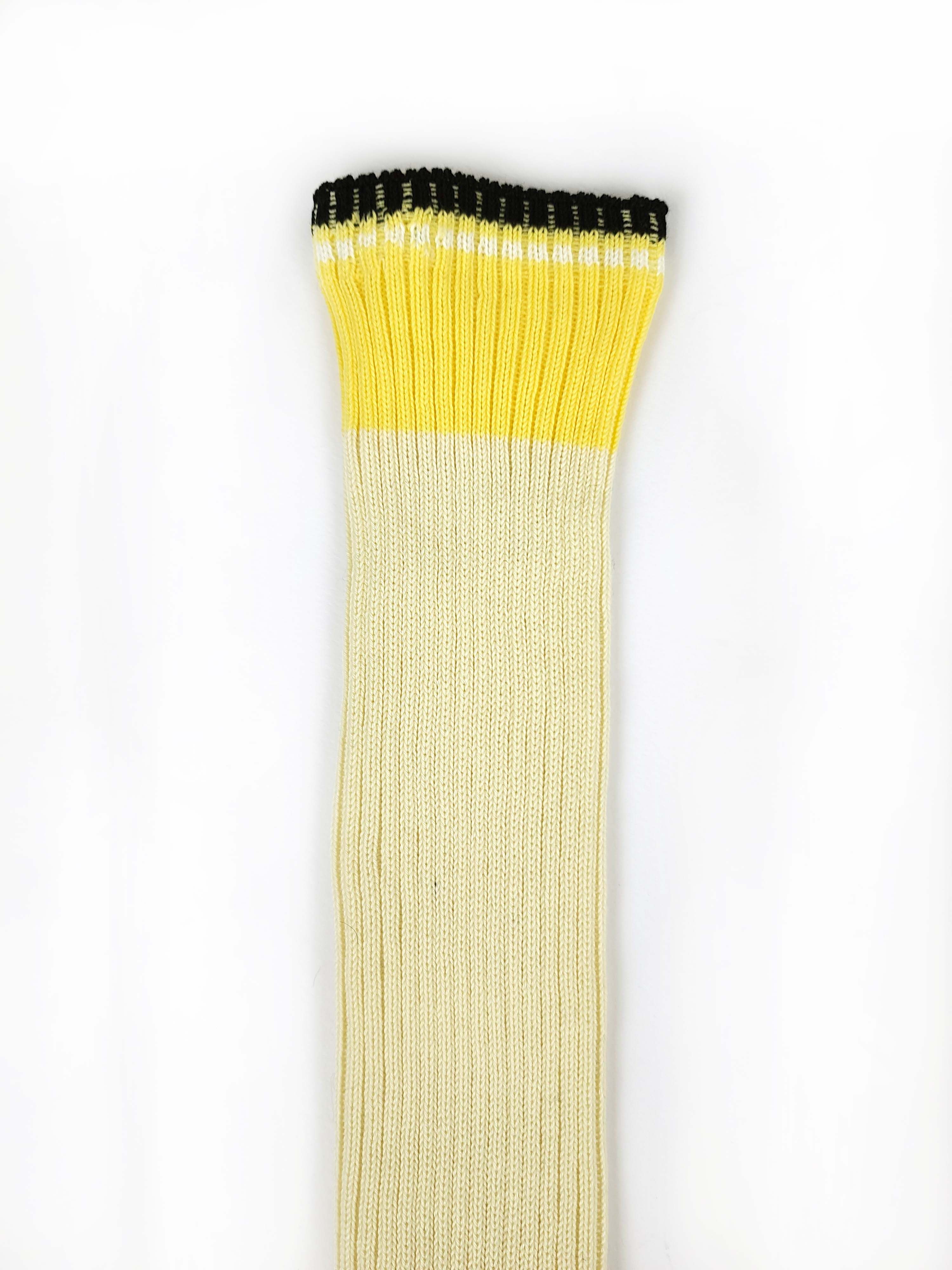 Prada Cream Yellow Striped Top Ribbed Knit Cotton Socks Size ONE SIZE - 3 Thumbnail