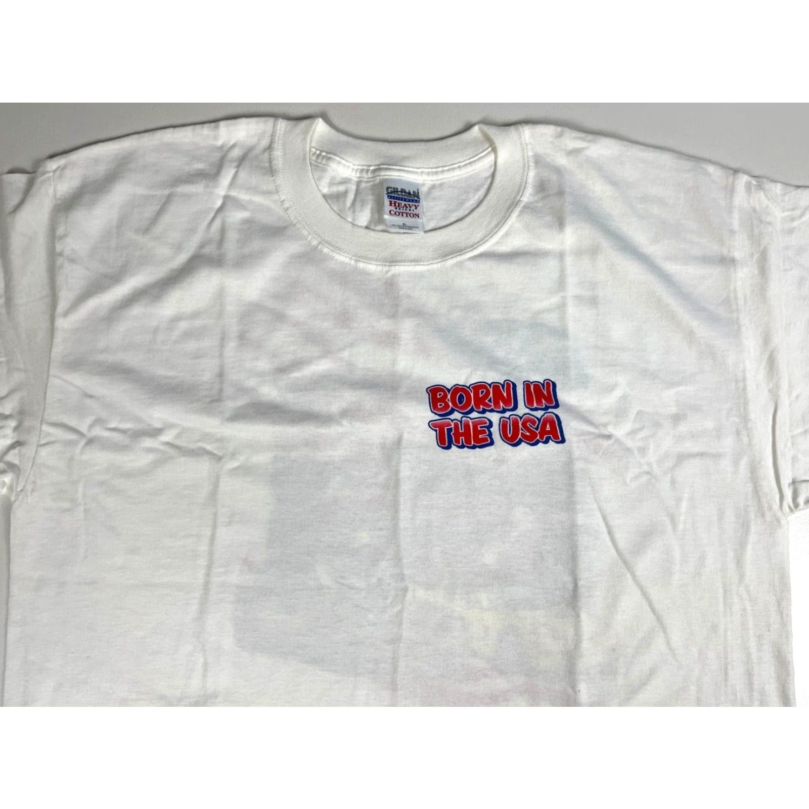 Gildan VINTAGE NOS Born in the USA Shell American Automotive T-Shirt XL Mens White Gildan Heavy Cotton 90s Size US XL / EU 56 / 4 - 4 Thumbnail