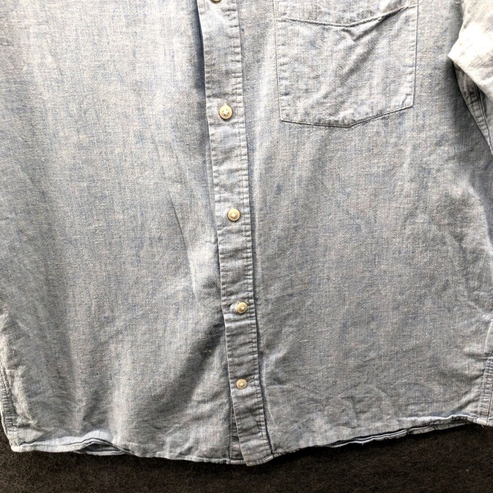 H&M H&M Cotton Linen Shirt Mens M Short Sleeve Button Up Light Blue Heather Size US M / EU 48-50 / 2 - 4 Thumbnail