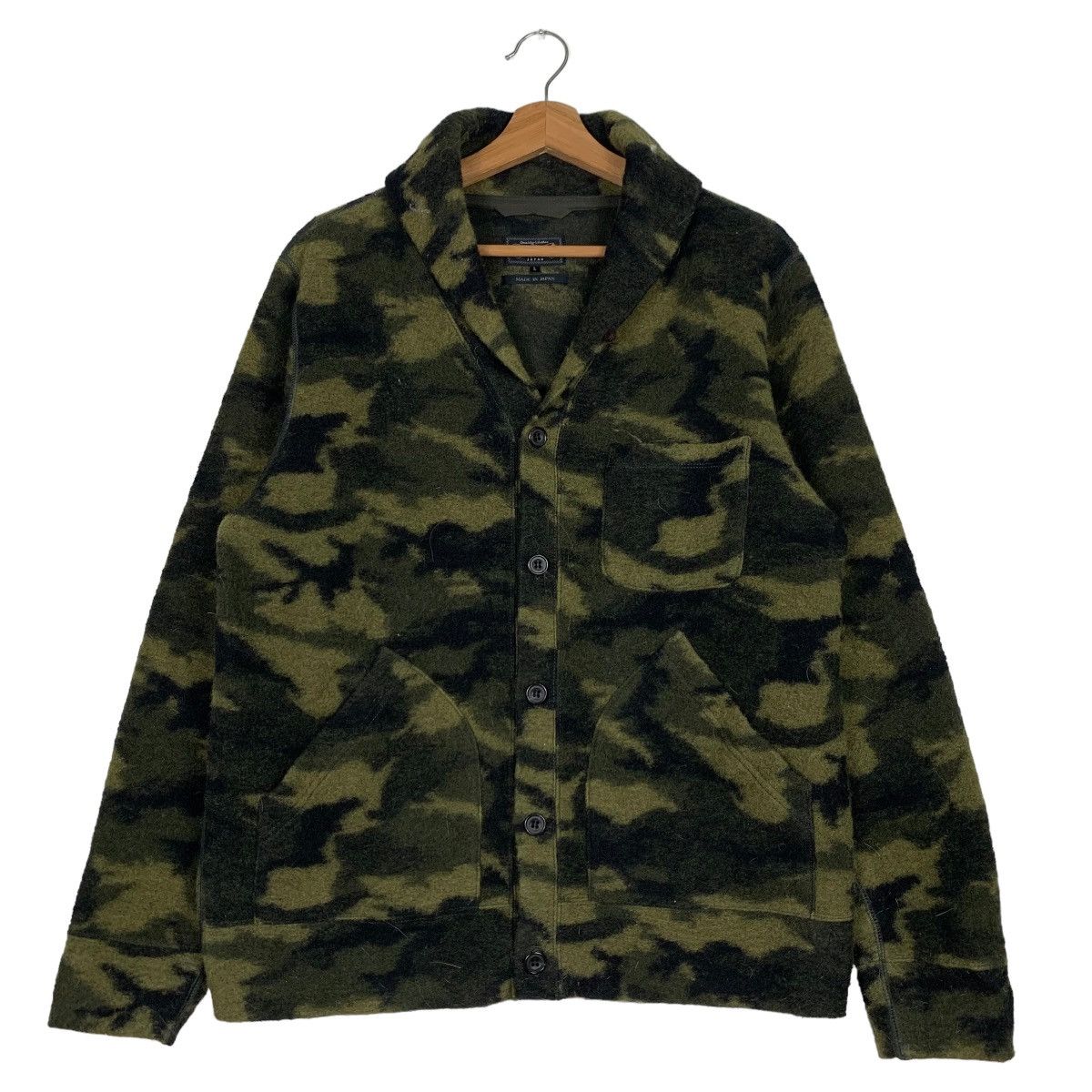 Beams Plus BEAMS Green Camo Fleece Cardigan Jacket #0039-C3 Size US L / EU 52-54 / 3 - 1 Thumbnail