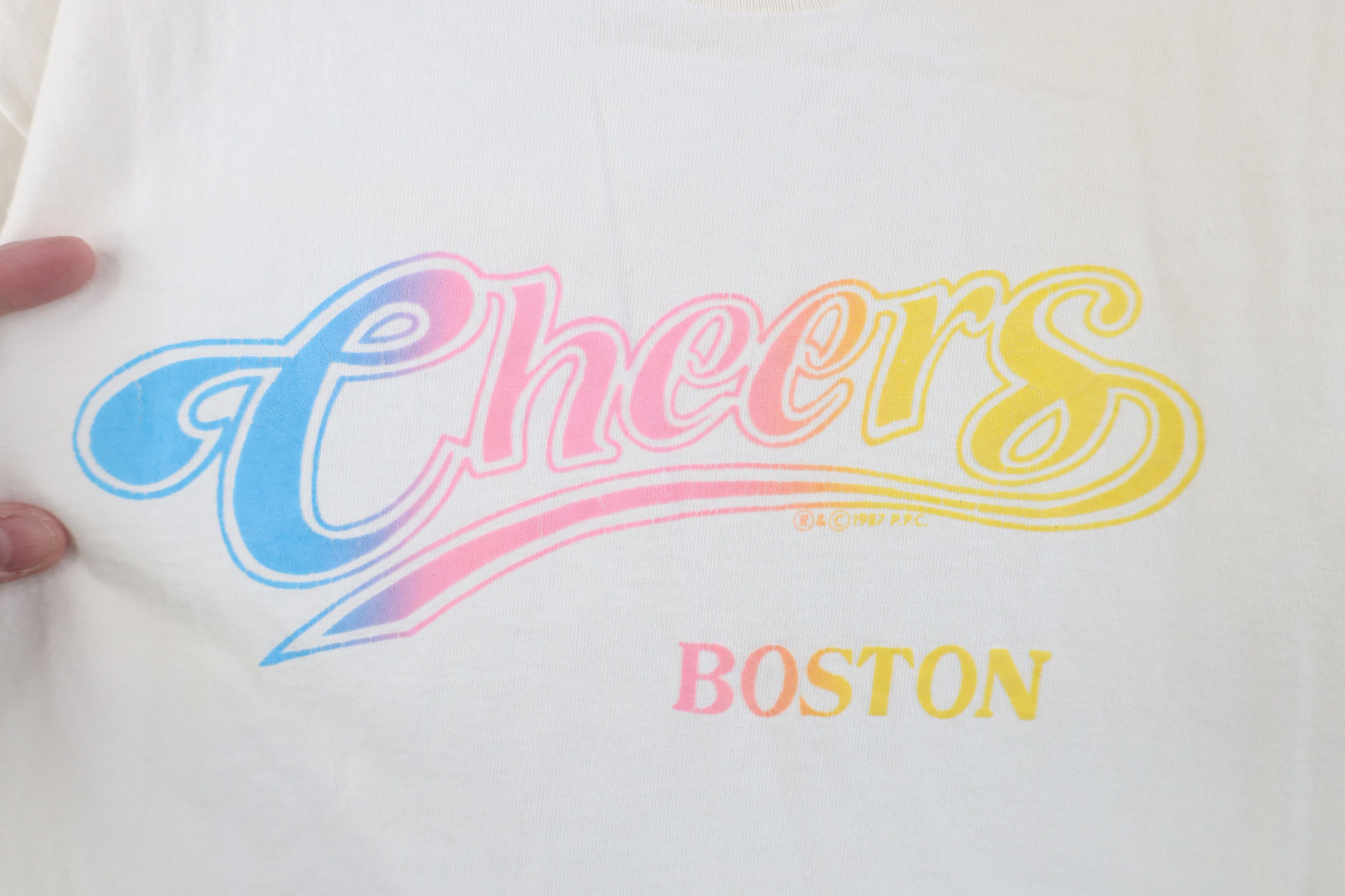 Vintage Vintage 80s Rainbow Cheers Boston Short Sleeve T-Shirt USA Size US XL / EU 56 / 4 - 4 Thumbnail