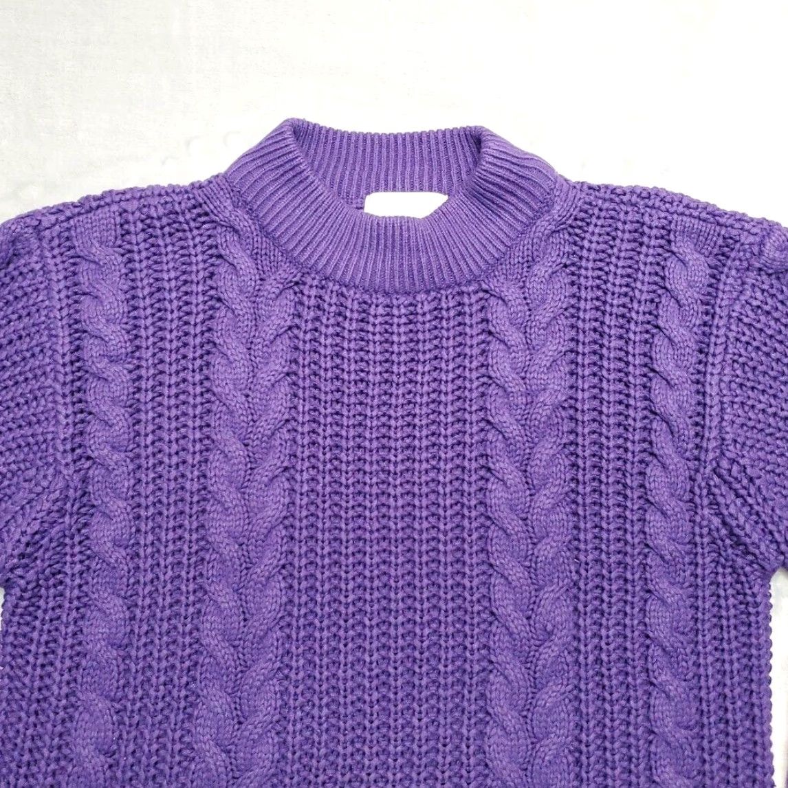 Etro VINTAGE Cableknit Sweater Women S Purple 90s Y2K Retro Fisherman Pullover Crew Neck Long Sleeve Knit Solid Acrylic Regular Size S / US 4 / IT 40 - 2 Thumbnail