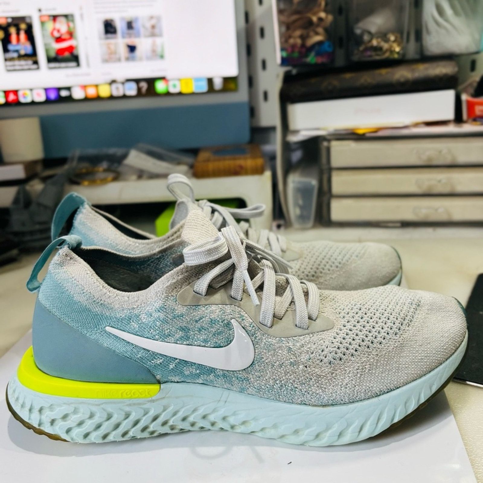 Nike NIKE React Flyknit Sneakers Running Shoes Mica Blue Size US 8 / IT 38 - 7 Thumbnail