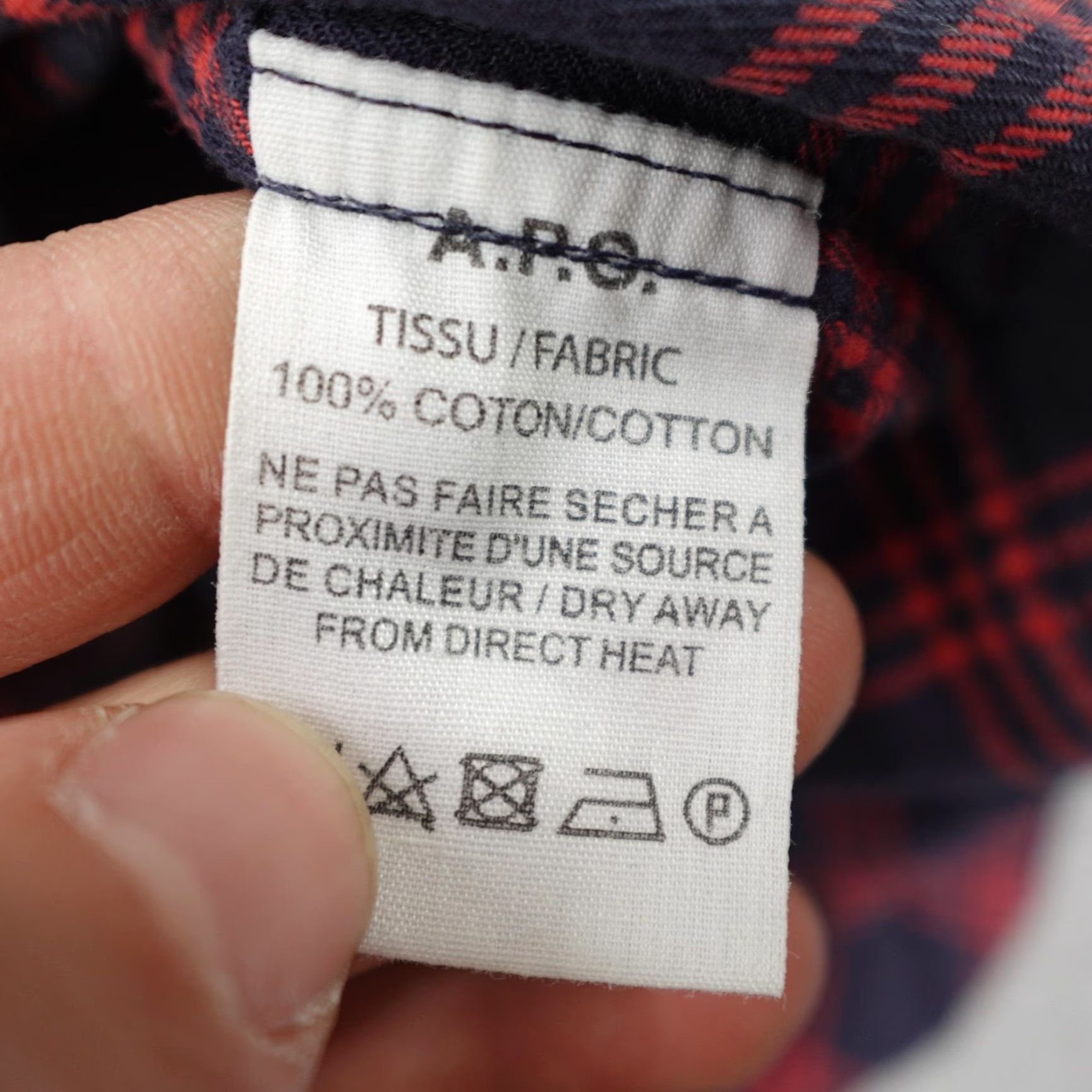 A.P.C. VINTAGE APC Shirt Mens Medium Blue Red Plaid Brushed Twill Flannel Button Up Lightweight - Designer Shirt Mens M Blue Plaid 90s? Size US M / EU 48-50 / 2 - 4 Thumbnail