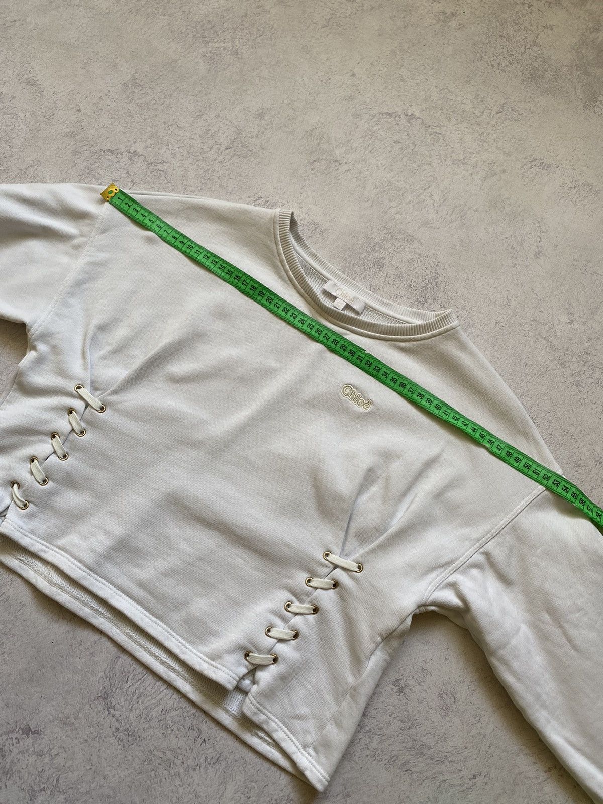 Chloe Chloe Womens White Cropped Sweatshirt Size 12 Size M / US 6-8 / IT 42-44 - 10 Thumbnail
