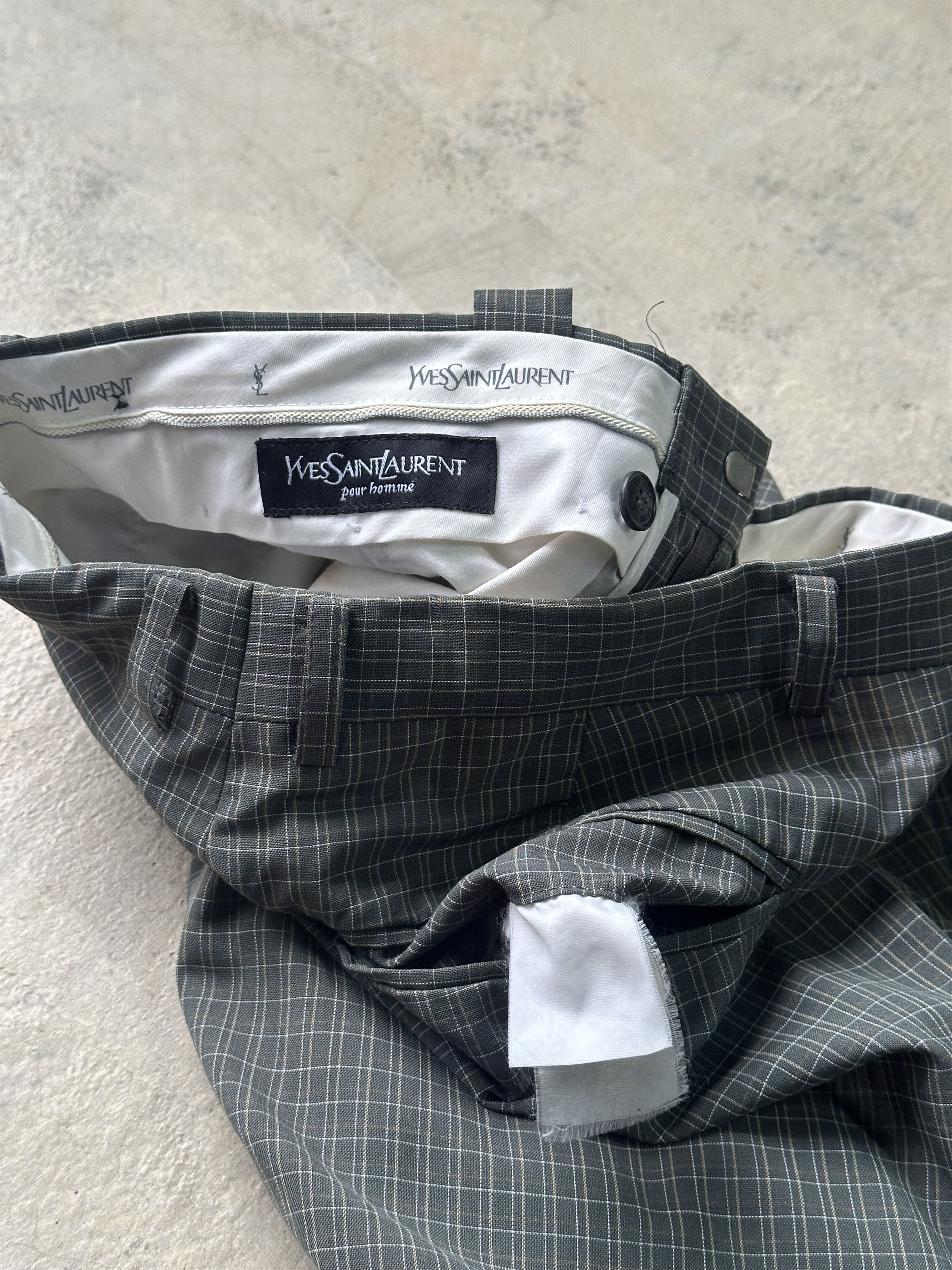 Yves Saint Laurent YvesSaintLaurent Pour Homme Green Tartan Plaid Trouser Pants Size US 28 / EU 44 - 12 Thumbnail
