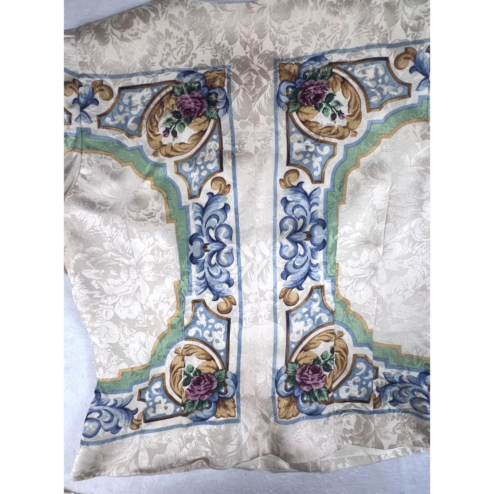 MAGGY LONDON Maggy London Skirt Suit Womens 8 White Silk Floral Pleated Short Sleeve Set 2 Piece Vintage No Size 30" / US 8 / IT 44 - 4 Thumbnail