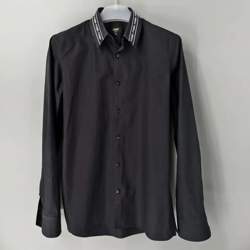 Fendi Fendi Black Long Sleeve Men's Shirt 0089 Size US M / EU 48-50 / 2 - 1 Thumbnail