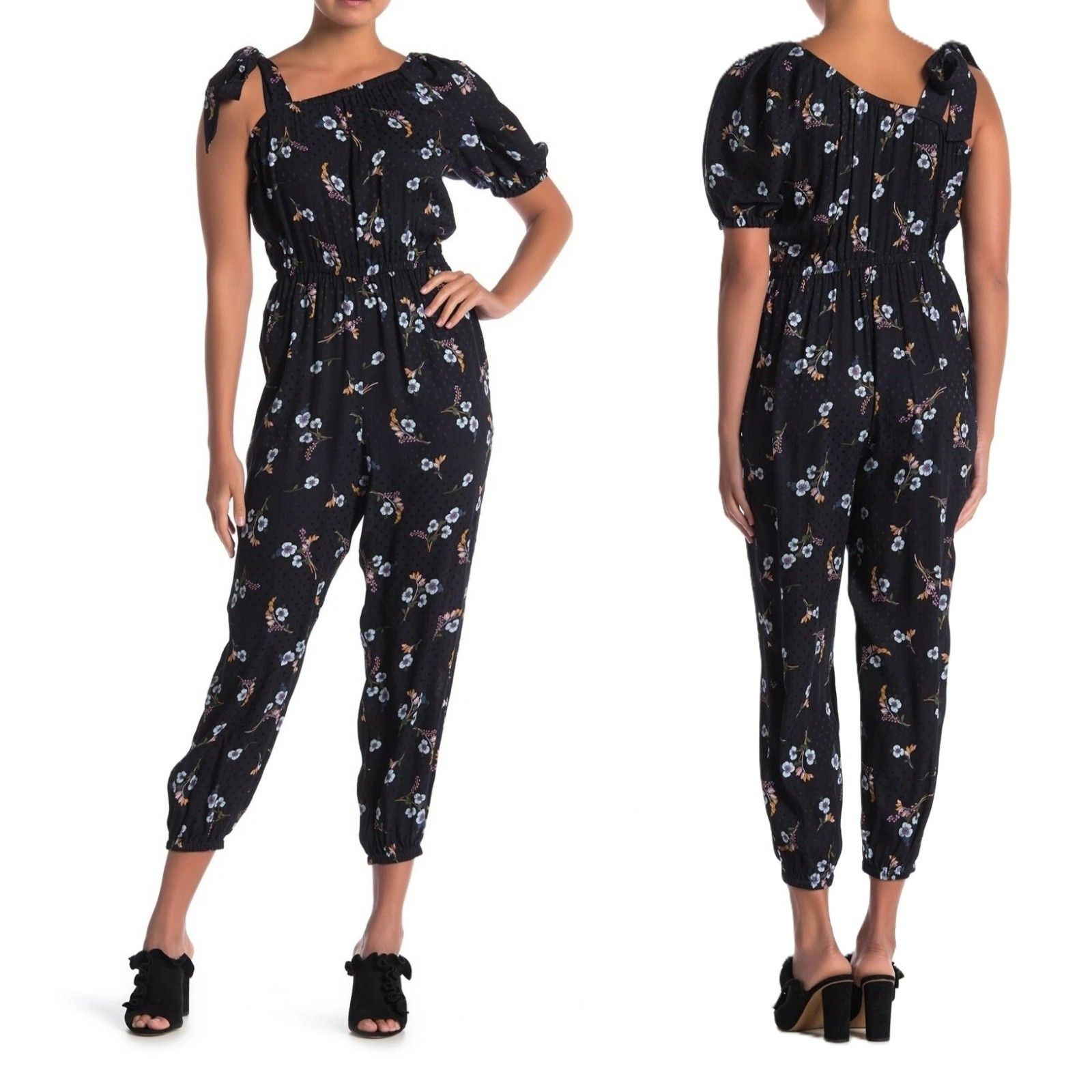 Rebecca Taylor One Shoulder Natalie Silk Jumpsuit in Navy NWT $495 Size 28" / US 6 / IT 42 - 1 Thumbnail