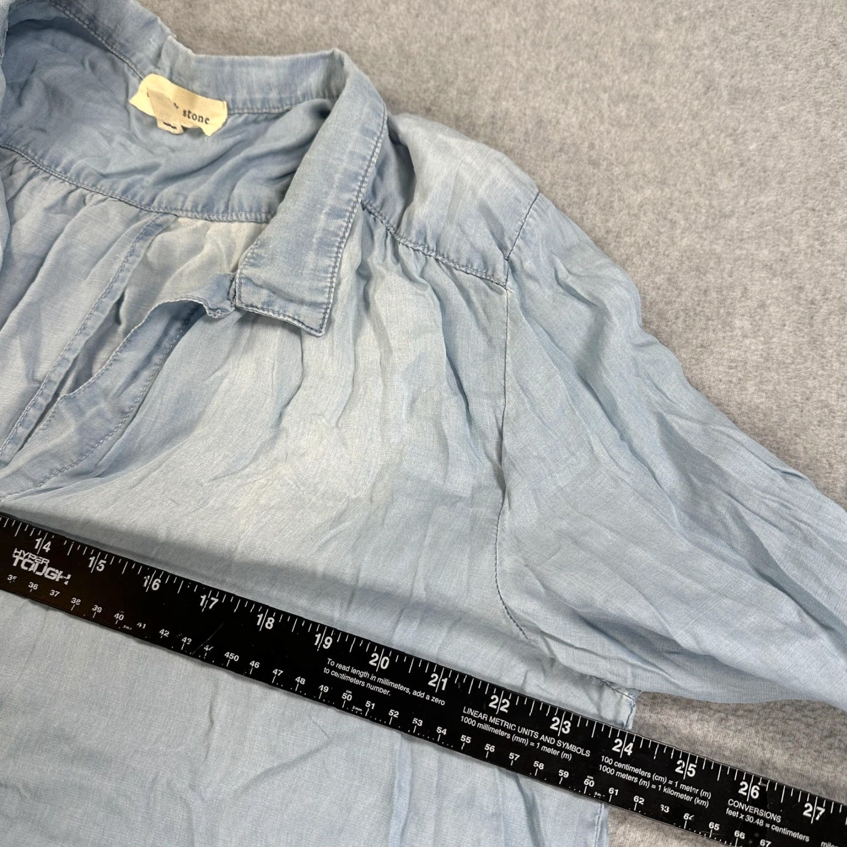 CLOT Cloth & Stone Shirt Womens XL Blue Tencel Chambray Button Front Split Back USA Size XL / US 12-14 / IT 48-50 - 6 Thumbnail