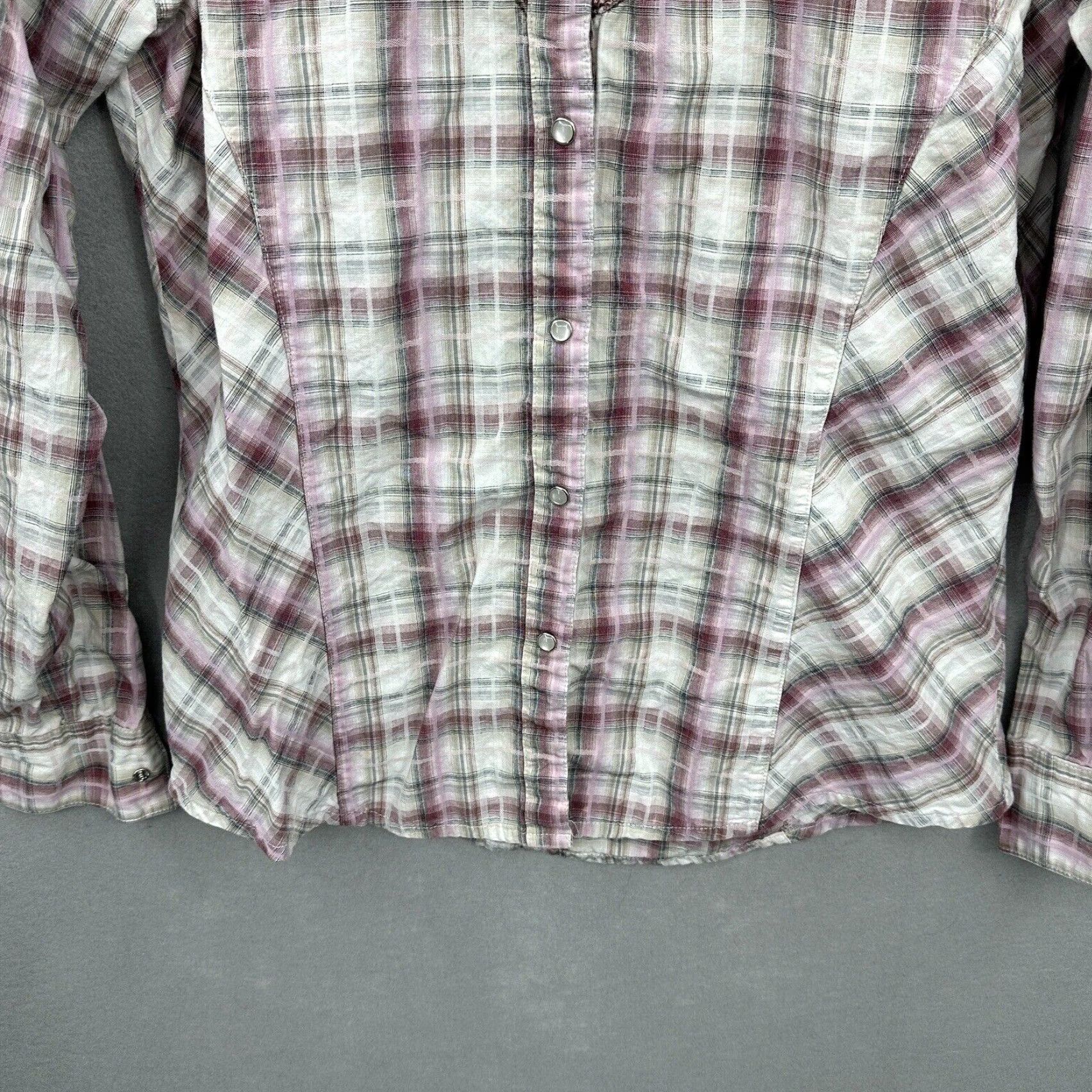 Wrangler Wrangler Shirt Women's Small Pink Plaid Western Pearl Snap Embroidered Slim Button-Up Western 50s/60s Style Mens? Size S / US 4 / IT 40 - 5 Thumbnail