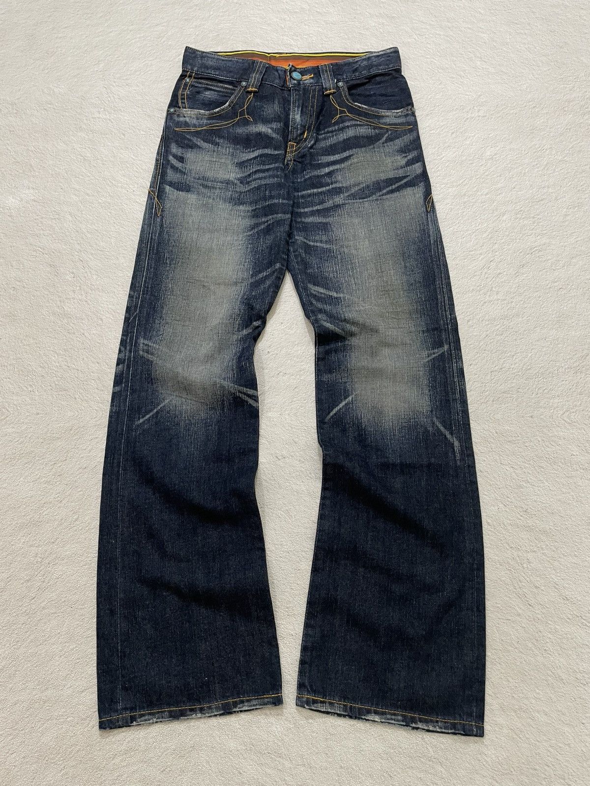 2000s Edwin Denim Vintage Fading Distressed Mudwash Y2K