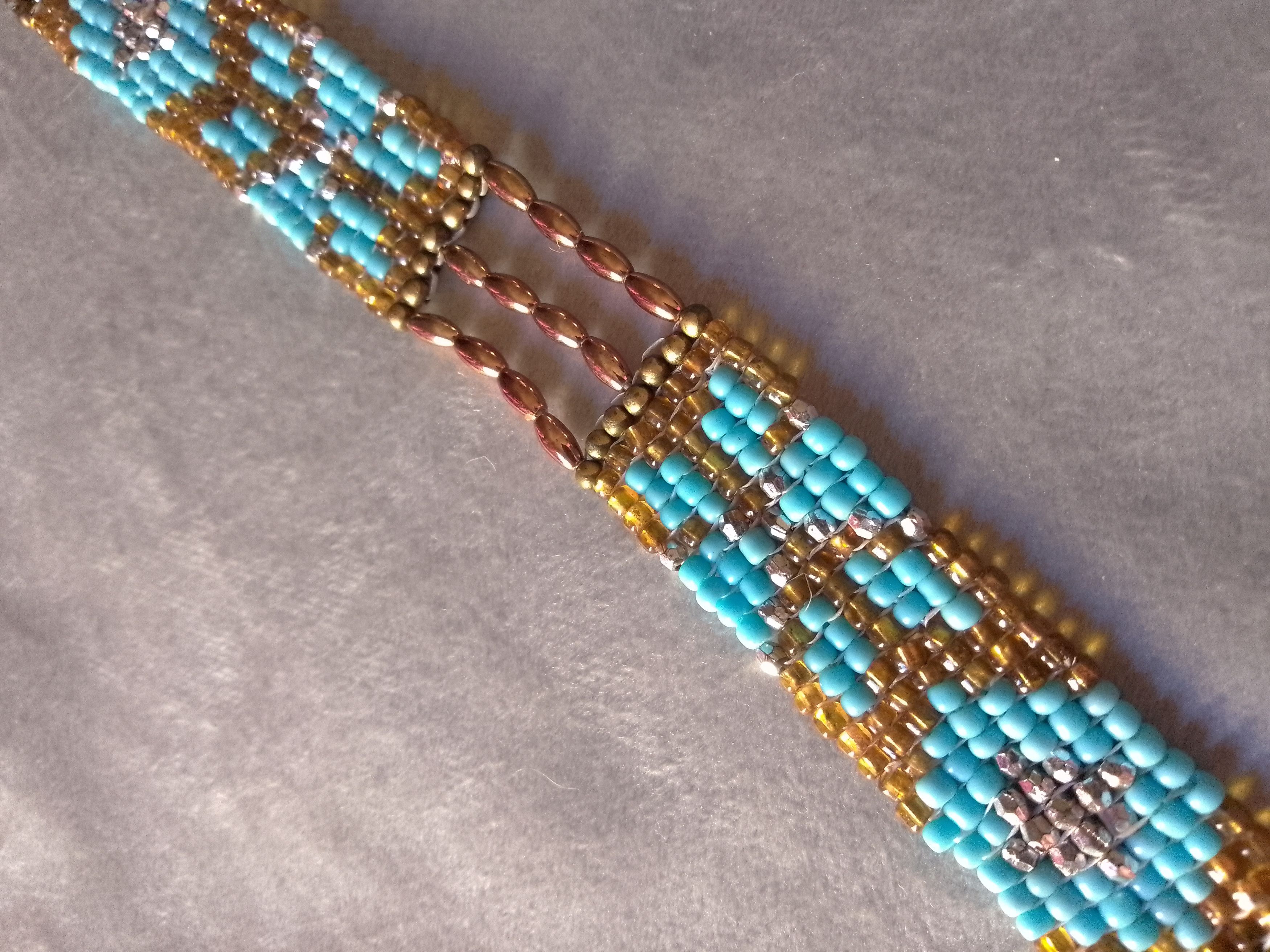 Handmade Necklace Long Native American Ethnic Blue/Gold Size ONE SIZE - 3 Thumbnail