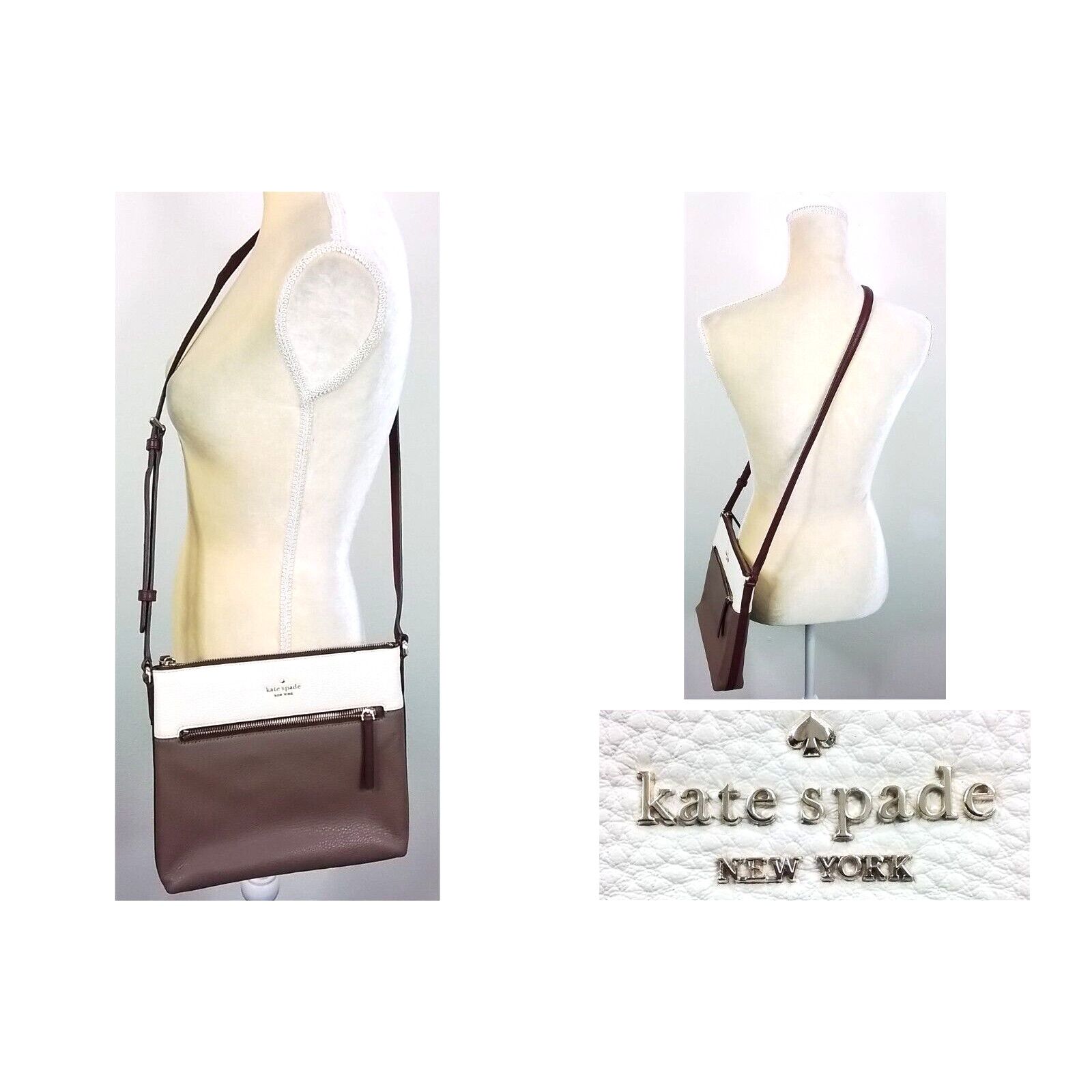 Kate Spade Kate Spade New York Leather Purse Brown Cream Size ONE SIZE - 1 Thumbnail