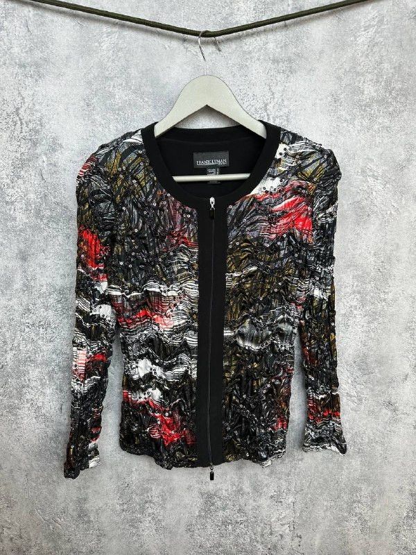Frank Lyman Frank Lyman Jacket Embellished Sequin Zip Top Textured Size M / US 6-8 / IT 42-44 - 1 Thumbnail