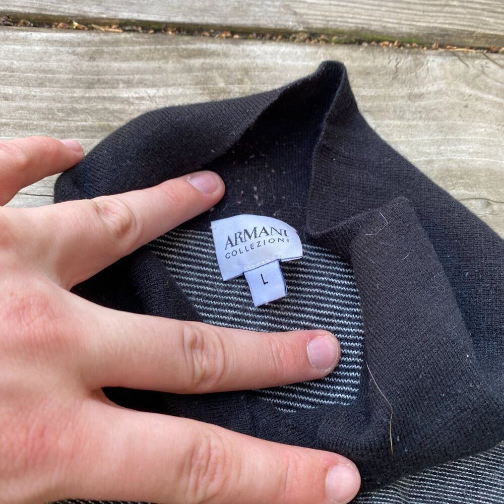 Armani Vintage Armani Silk Blend Button Up Quarter Zip Sweater Lar Size US L / EU 52-54 / 3 - 8 Thumbnail