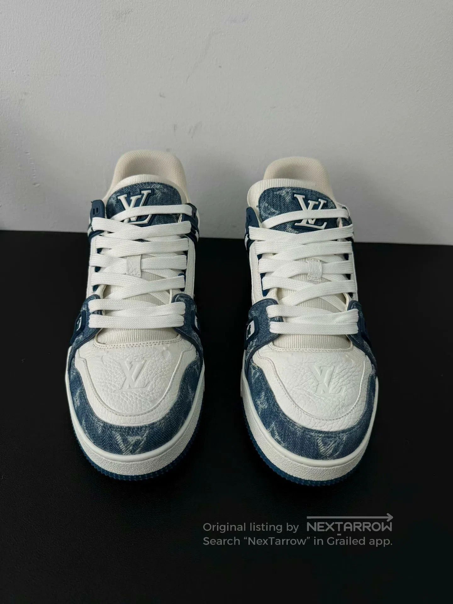 Louis Vuitton lv trainer blue and white sneaker. Size US 7 / EU 40 - 2 Thumbnail