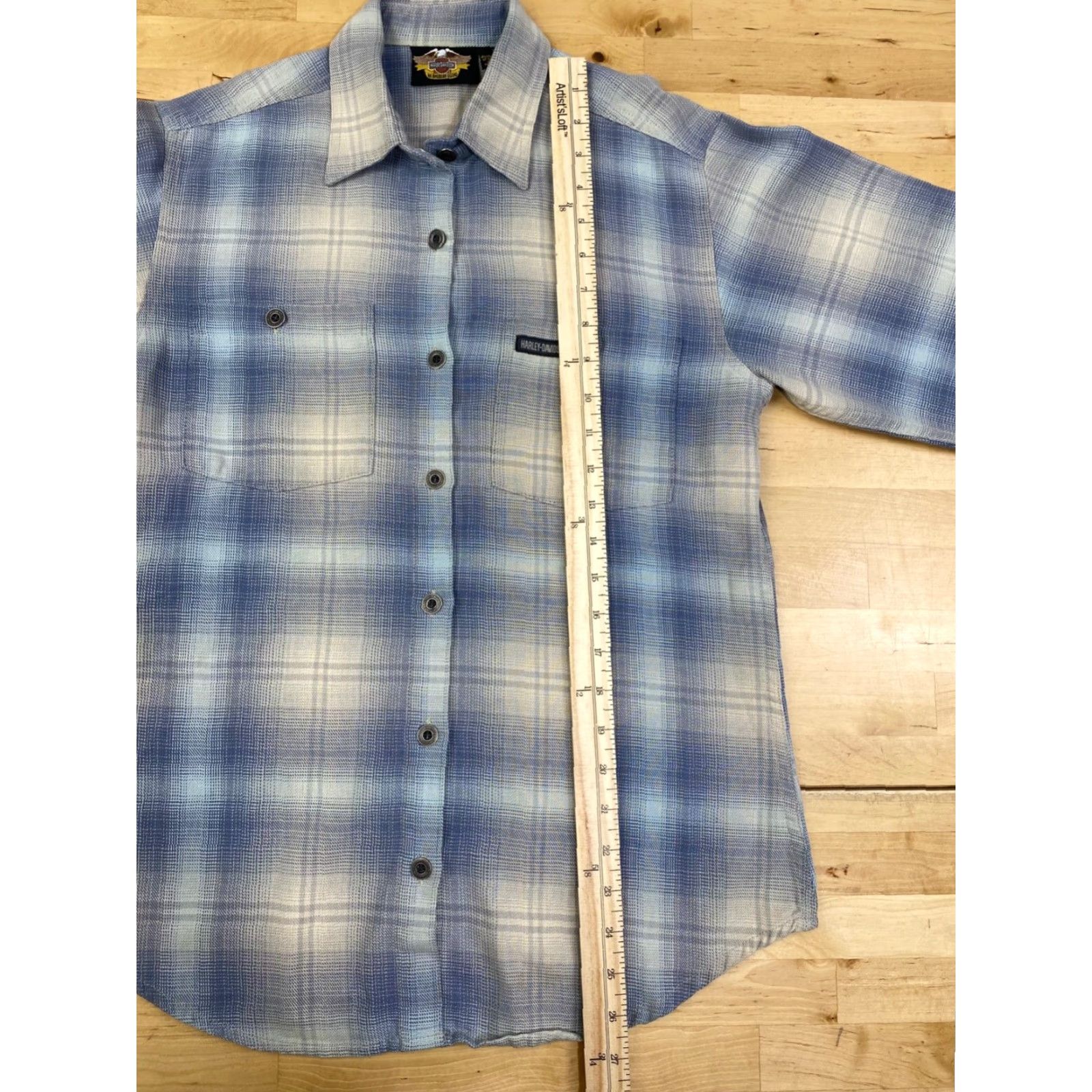 Harley Davidson Harley-Davidson Shirt Womens S Blue Plaid Button-Up Long Sleeve Flannel Size S / US 4 / IT 40 - 5 Thumbnail