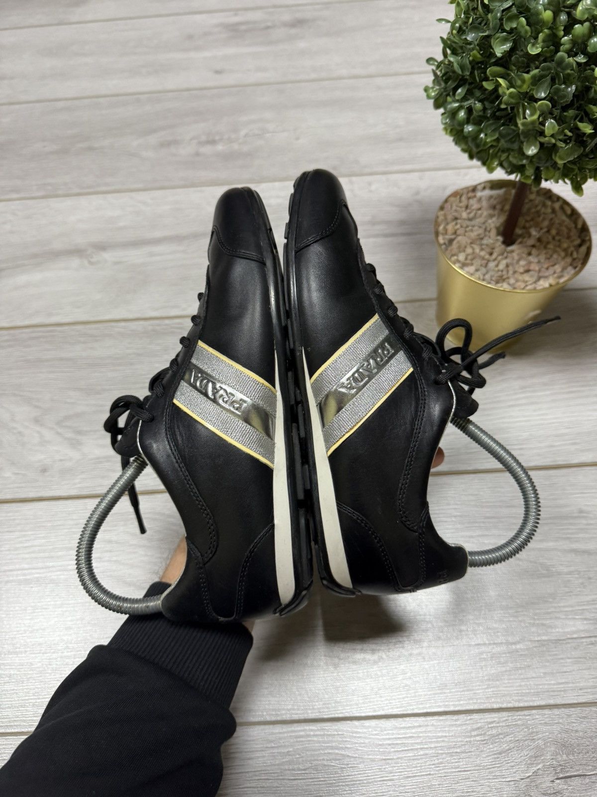Prada Prada silver vintage leather sneakers logo Size US 7 / IT 37 - 5 Thumbnail
