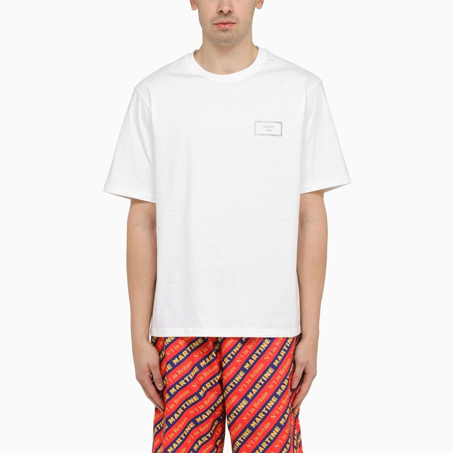 image of Martine Rose O1D2Blof0424 Logo T-Shirts In White, Men's (Size Medium)