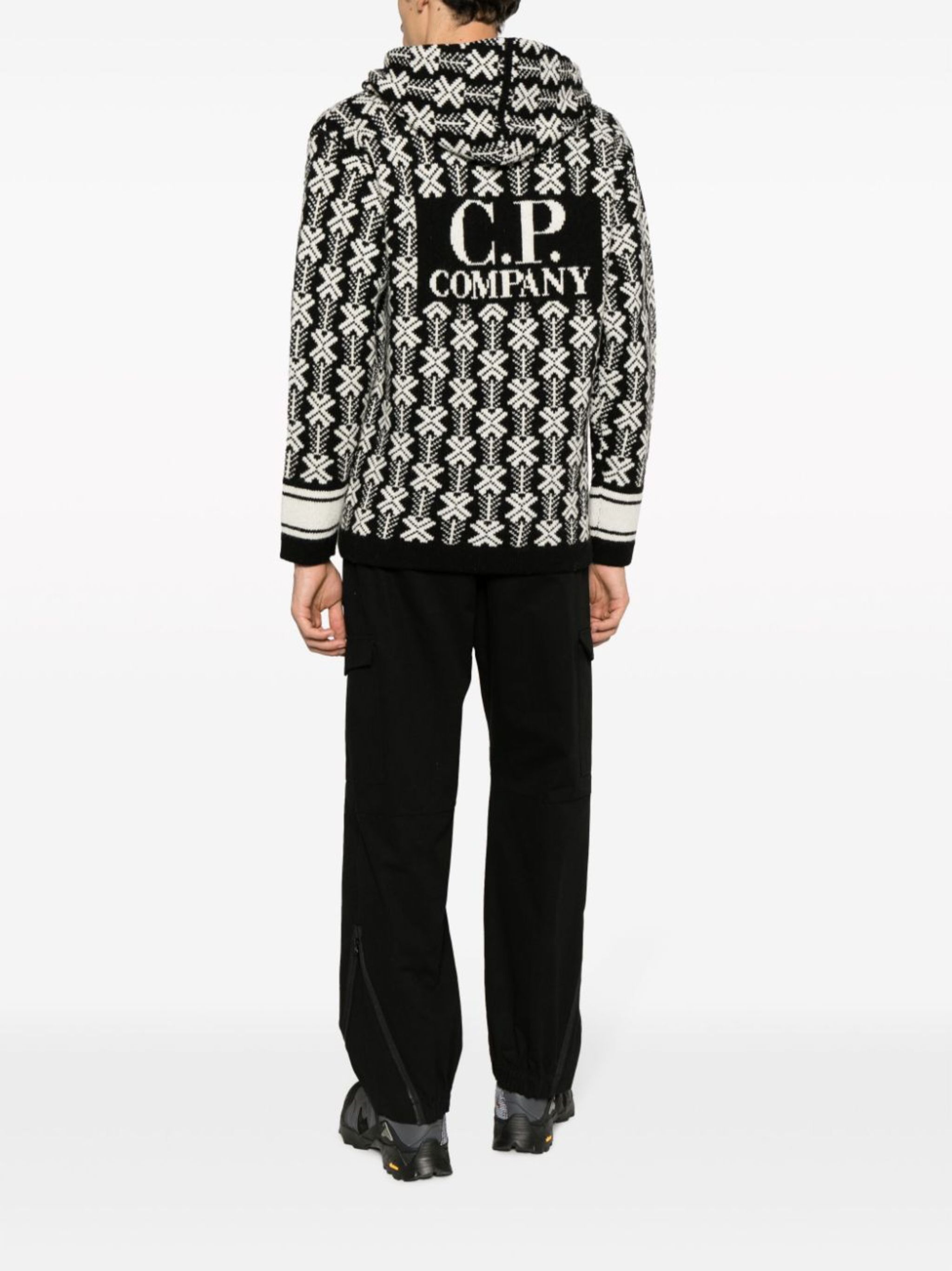 C.P. Company o1y1224 Hooded Sweater in Black/White Size US L / EU 52-54 / 3 - 2 Thumbnail