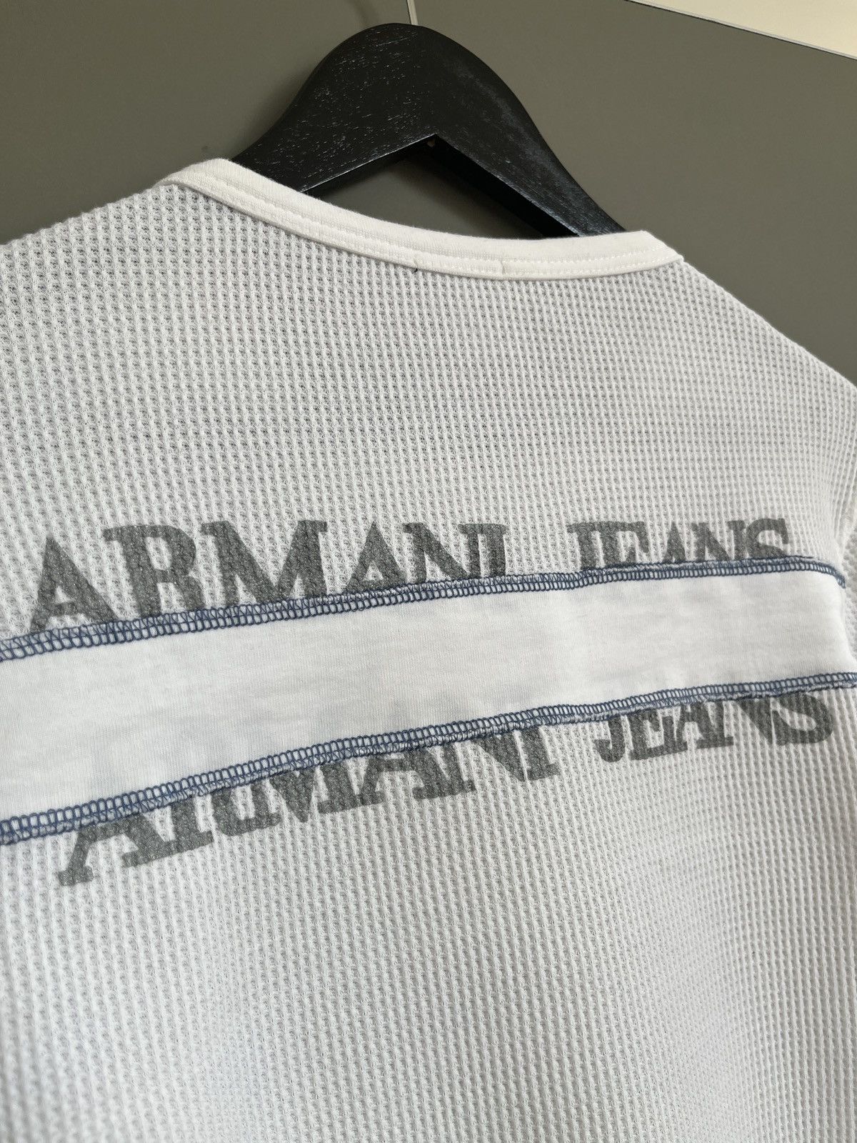 Giorgio Armani Vintage Armani Jeans Big Logo Waffle T-shirt Size US M / EU 48-50 / 2 - 8 Thumbnail