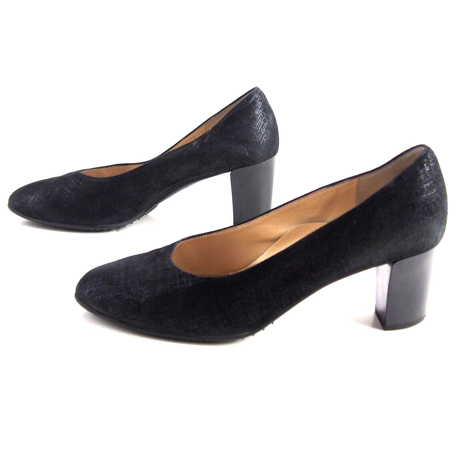 Designer Brunate Mid Heel Pumps Black Textured Leather US 8 EU 38 Size US 8 / IT 38 - 2 Thumbnail