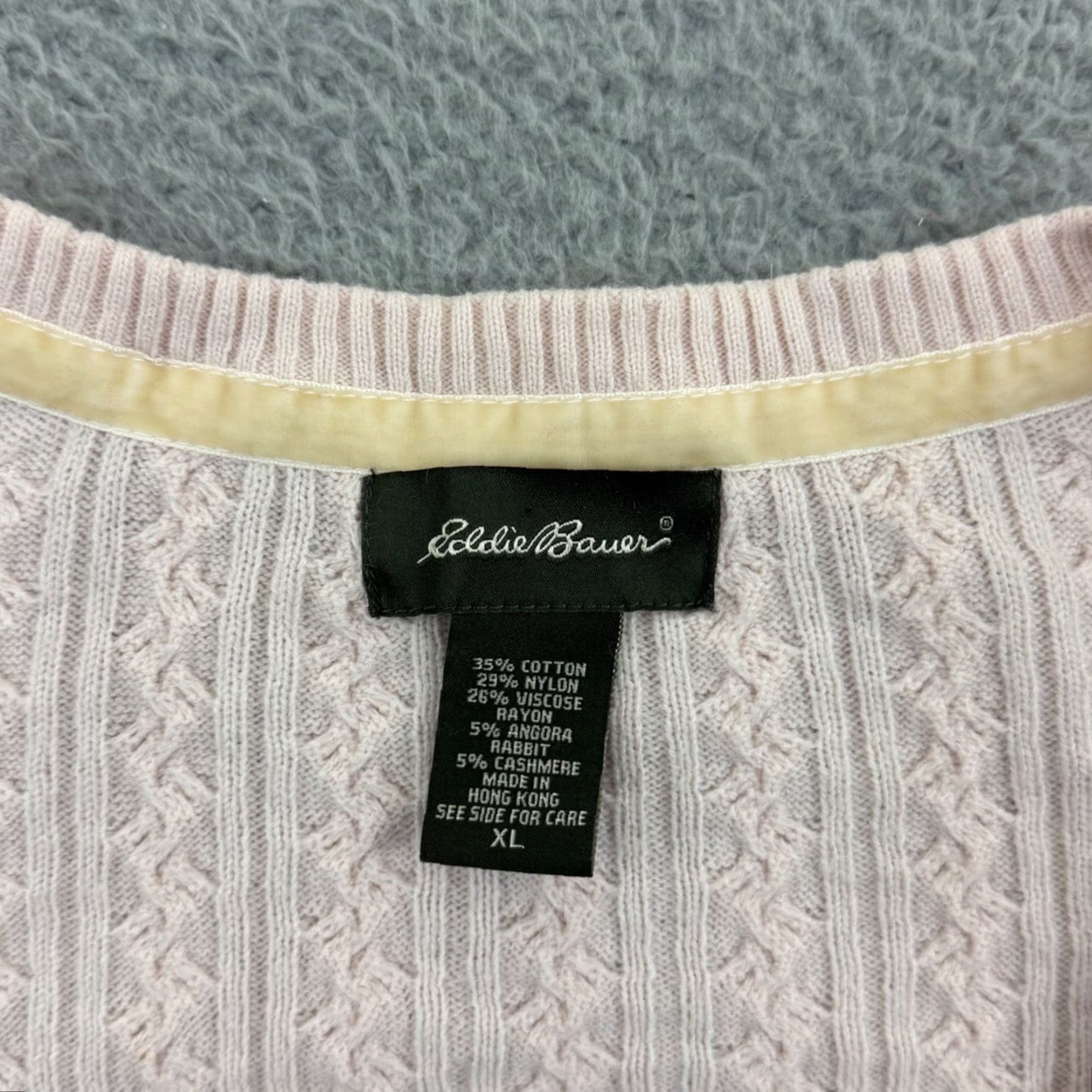 Eddie Bauer Vintage Eddie Bauer Sweater Womens XL Pink Cashmere Angora Cable Knit V Neck Ballet? Size XL / US 12-14 / IT 48-50 - 7 Thumbnail