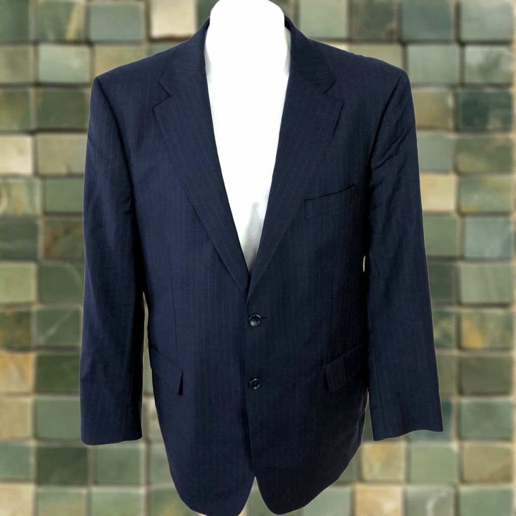 Saks Fifth Avenue Ermenegildo Zegna Cloth Saks Fifth Avenue Sport Coat Jacket 46 Blue Striped Wool Men Size US S / EU 44-46 / 1 - 1 Thumbnail