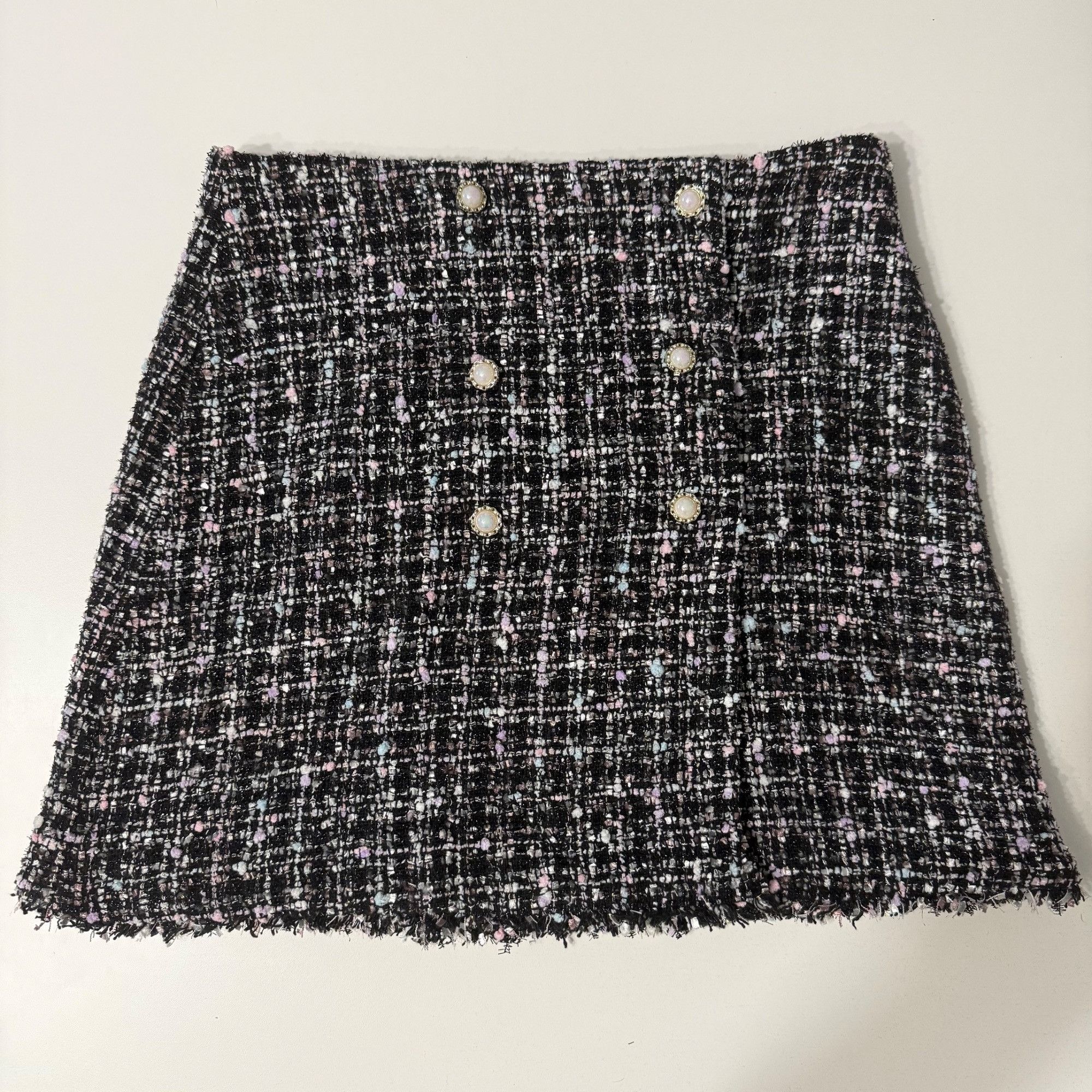 Other Bluivy Black & Pink Tweed Mini Skirt With Pearl Button Detai Size 30" / US 8 / IT 44 - 1 Thumbnail