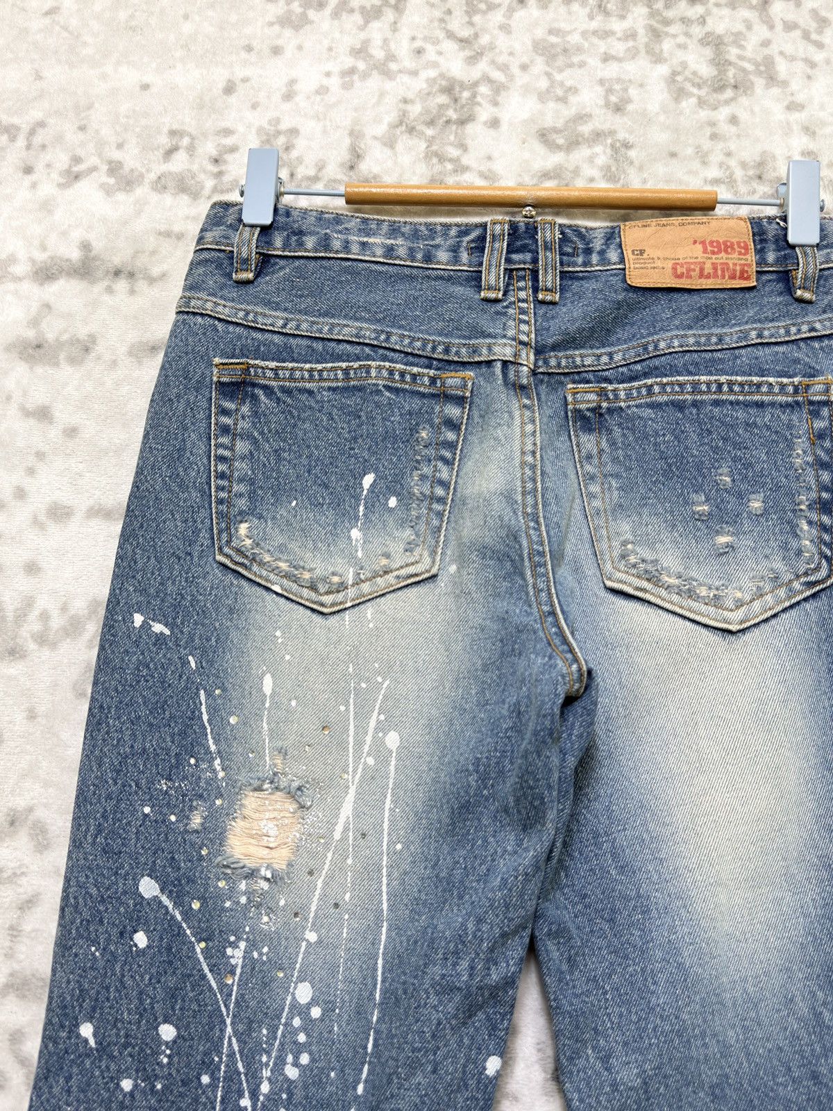 Hysteric Glamour Flared CFLINE Paint Splash Glitter Distress Low Rise Denim Size US 27 - 10 Thumbnail