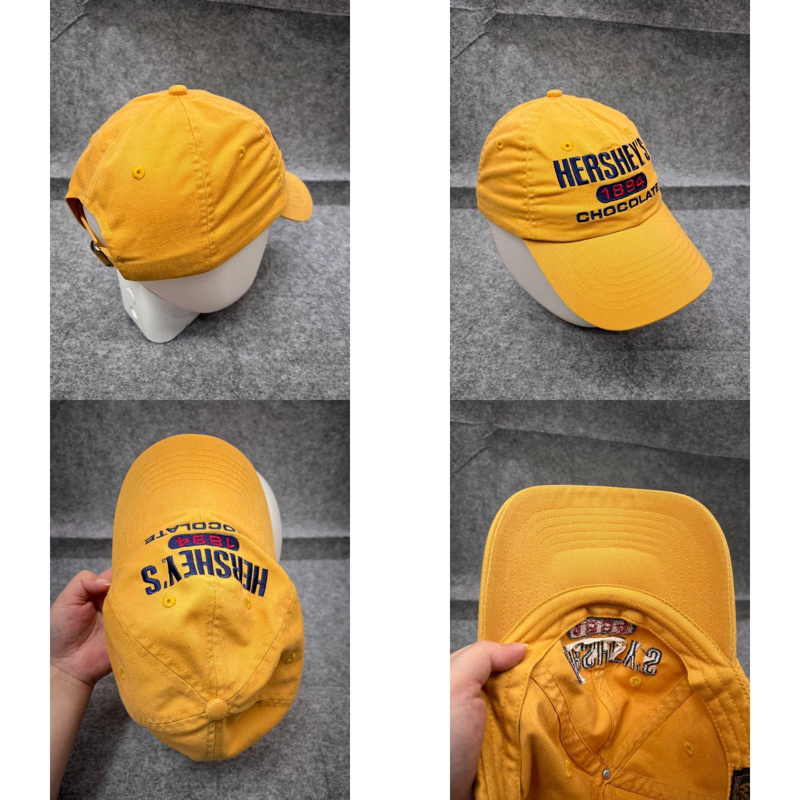 CHOCOOLATE Hershey's Logo Baseball Cap Hat Adjustable Unisex One Size Yellow Cotton Outdoor Size ONE SIZE - 8 Thumbnail