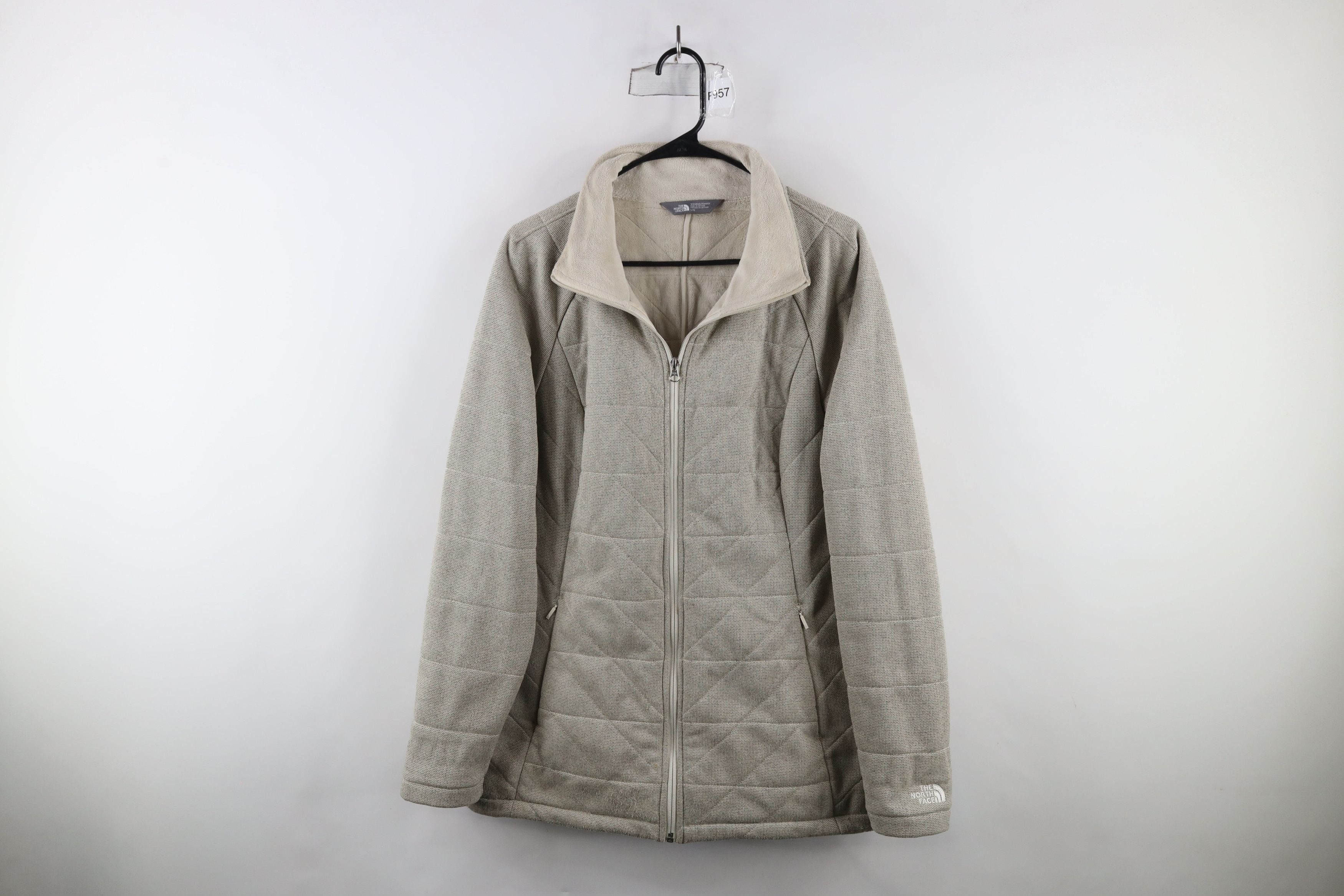 The North Face Vintage The North Face Spell Out Knit Stitch Fleece Jacket Beige Grailed