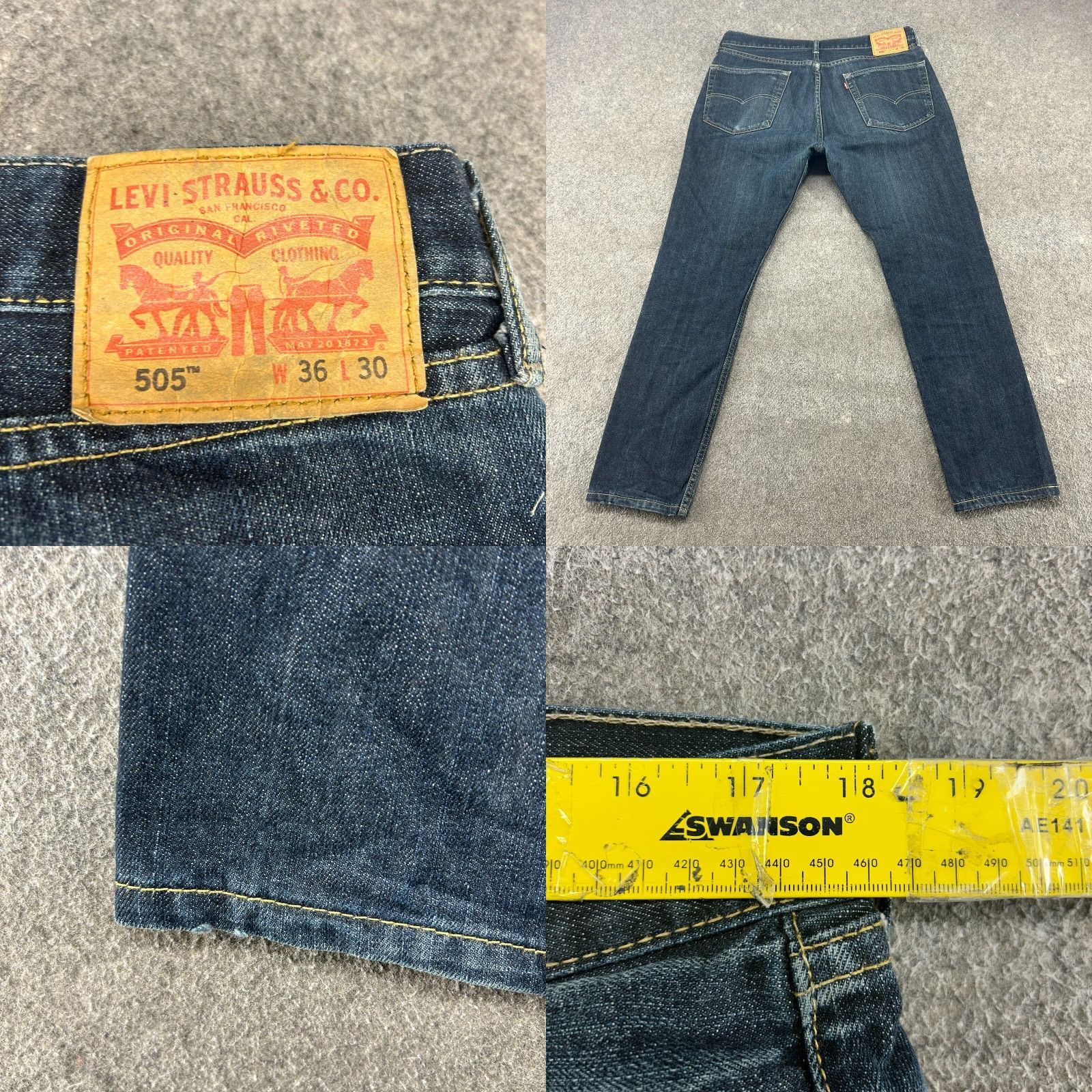 Levi's Levi's 505 Jeans Men's 36x30 Blue Dark Wash Regular Fit Straight Leg Cotton Denim Belt Loops 100% Cotton Relaxed Vintage: No Size US 36 / EU 52 - 8 Thumbnail