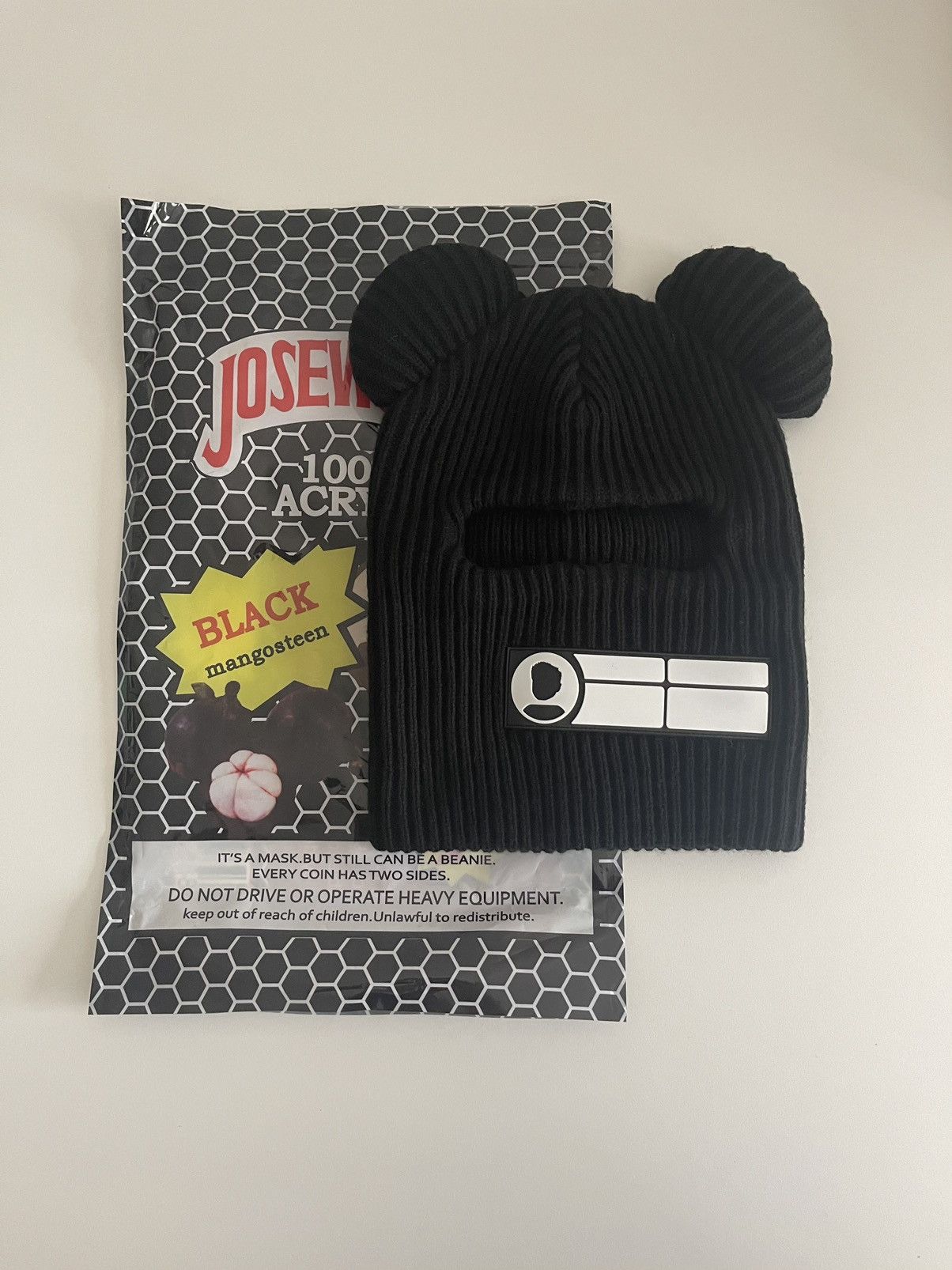 image of Designer Jose Wong Mask/beanie in Black, Men's