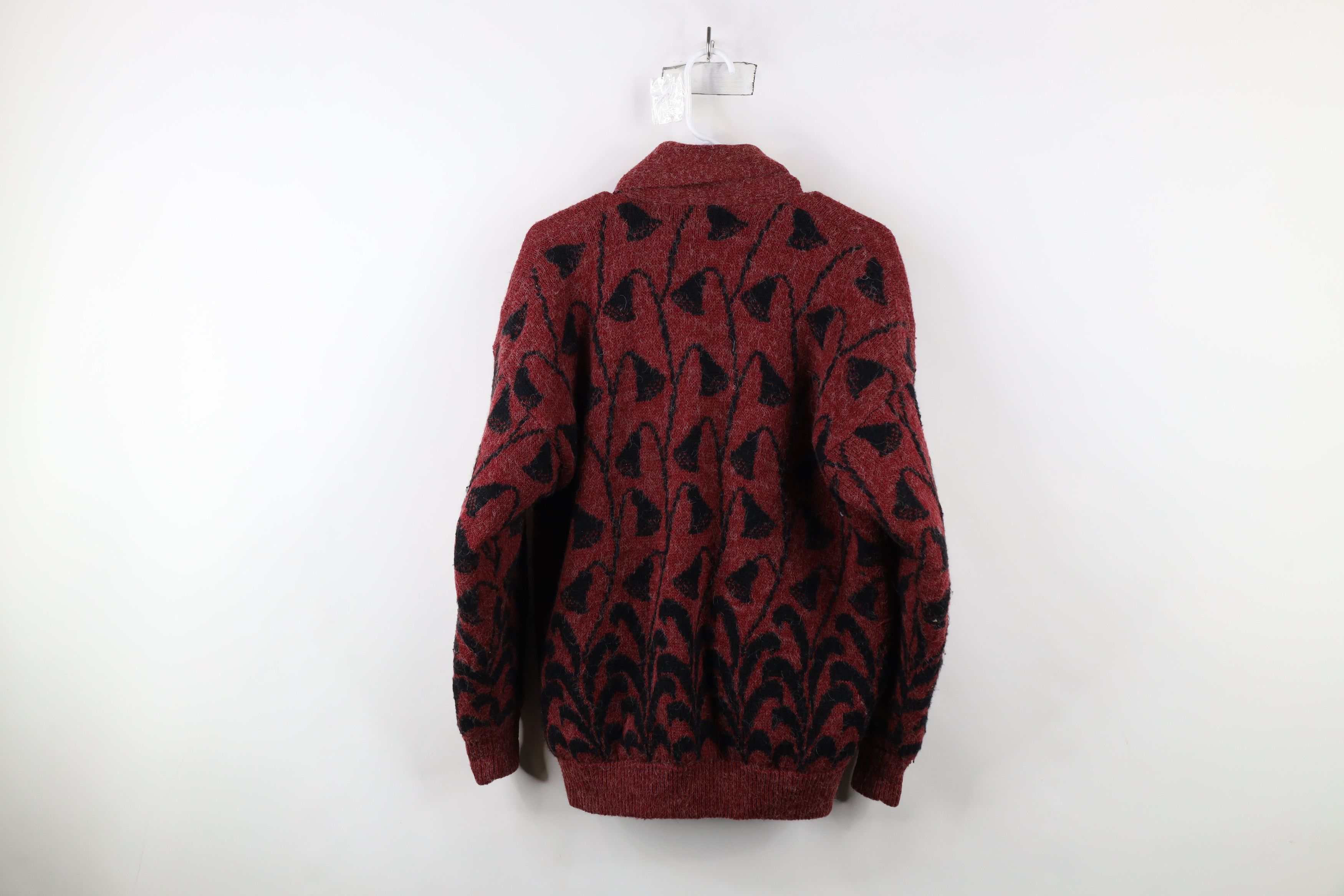 Vintage Vintage 90s Streetwear Wool Knit Flower Shawl Sweater Jacket Size L / US 10 / IT 46 - 13 Thumbnail