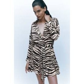 Zara Zara Zebra Print Belted Shirt Dress Size S / US 4 / IT 40 - 1 Thumbnail