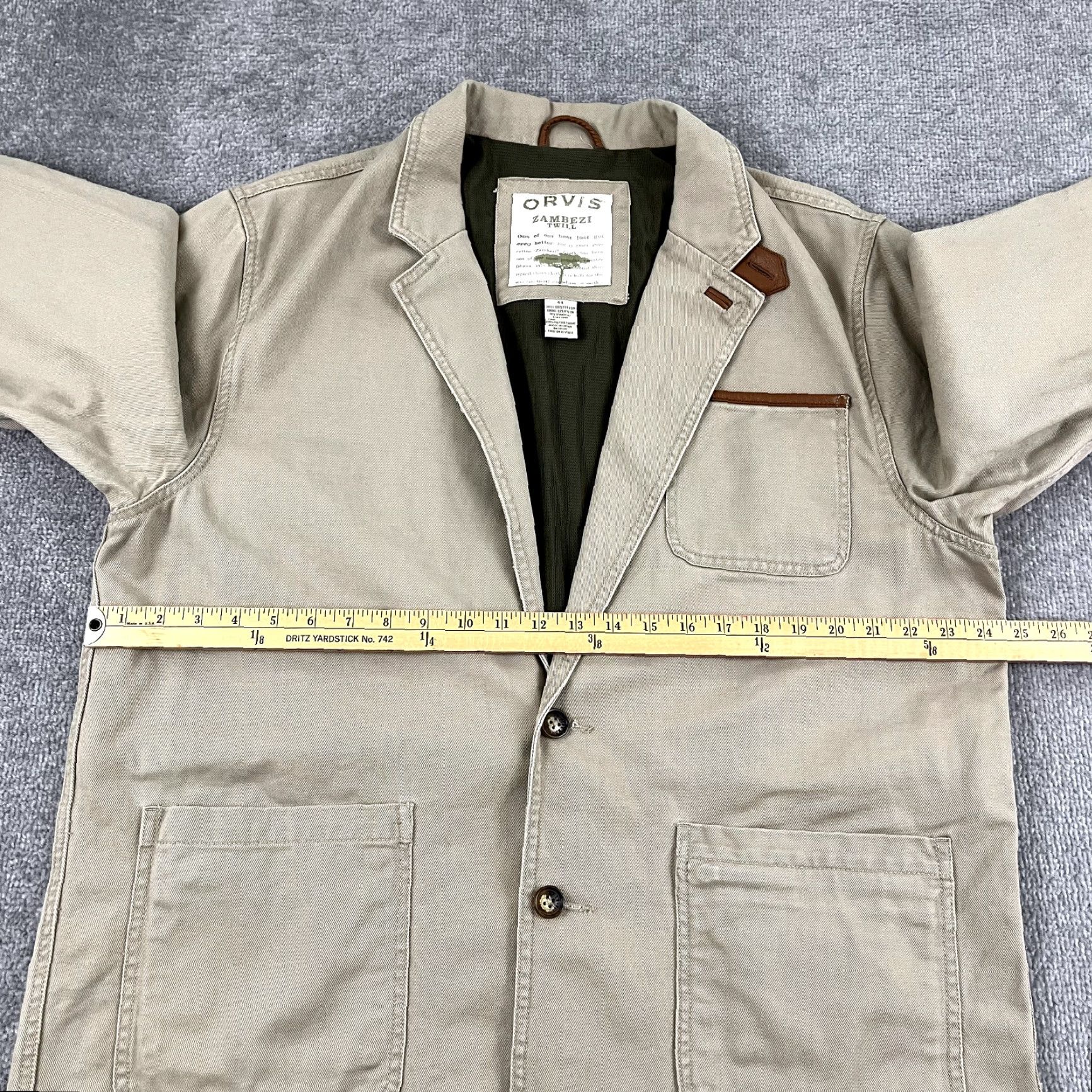 Orvis VINTAGE Orvis Blazer Men's Jacket Size 44 Brown Hunting Shooting Utility Cotton Canvas Size 44R - 5 Thumbnail