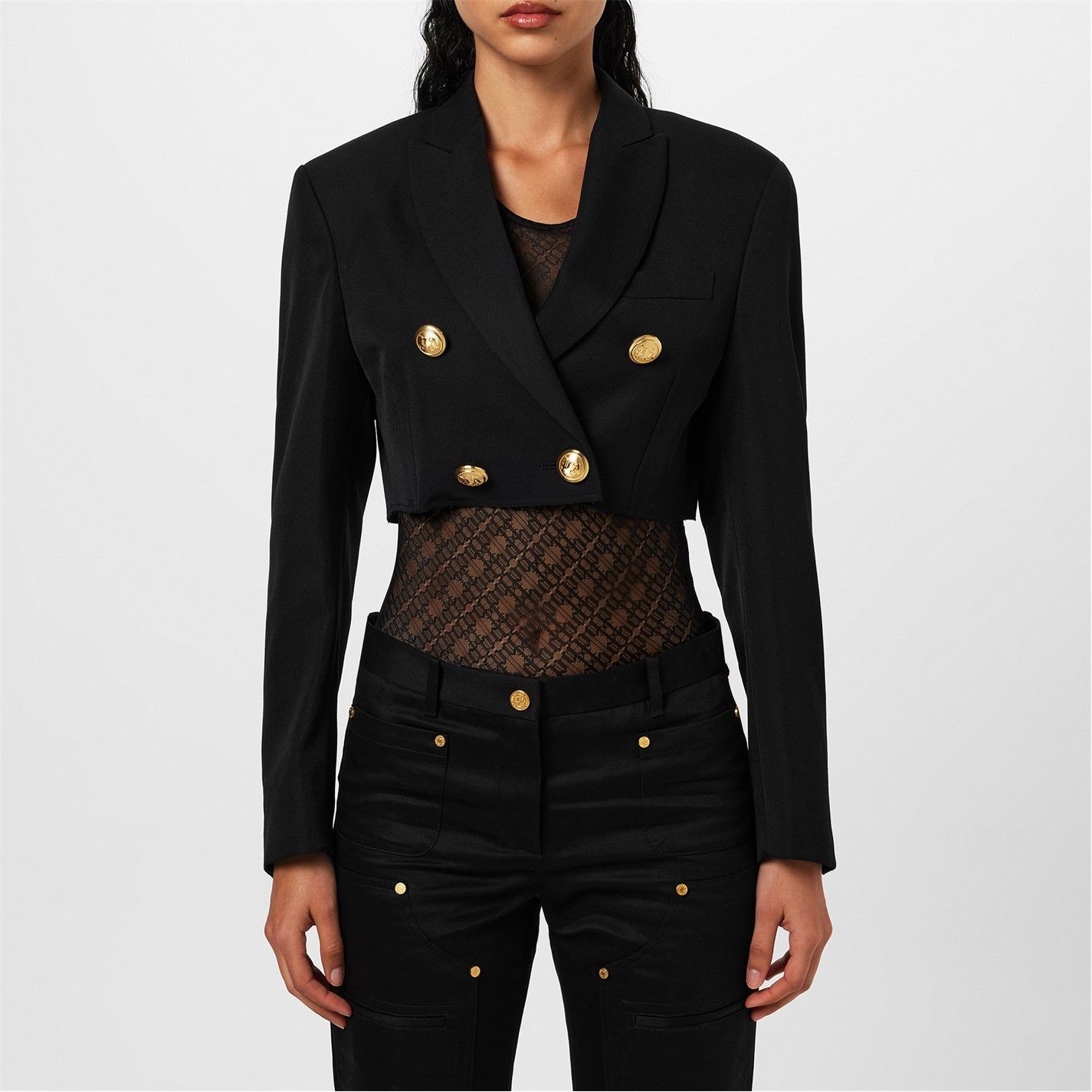 Palm Angels o1g2r1mq0325 Cropped Boyfriend Blazer in Black Size M / US 6-8 / IT 42-44 - 3 Thumbnail