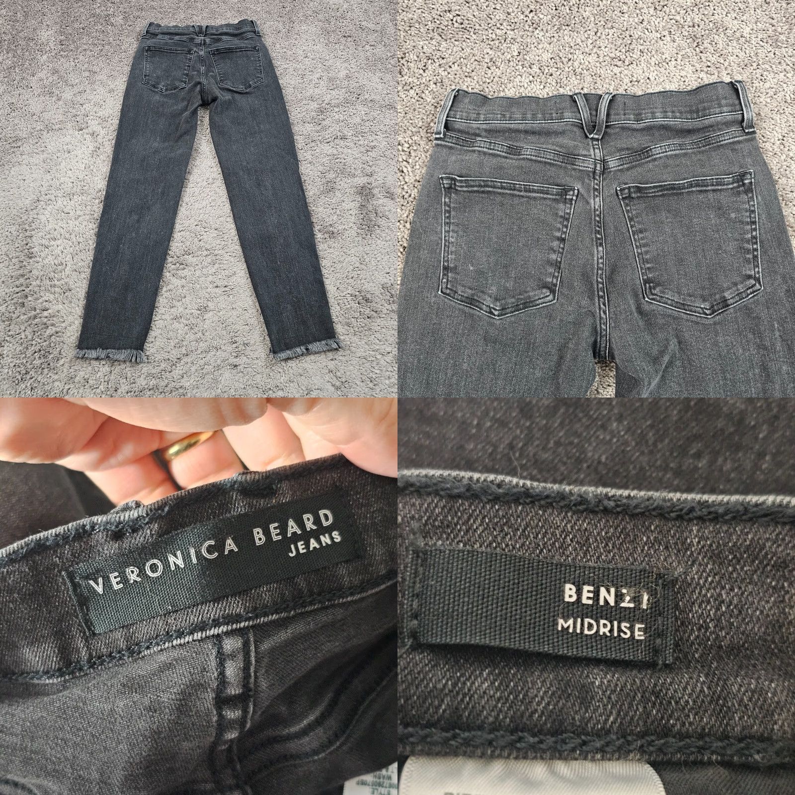 Veronica Beard VERONICA BEARD Jeans Womens 24 Black Distressed Boyfriend Mid Rise Denim Benzi 25x27 Size 27" / US 4 / IT 40 - 8 Thumbnail
