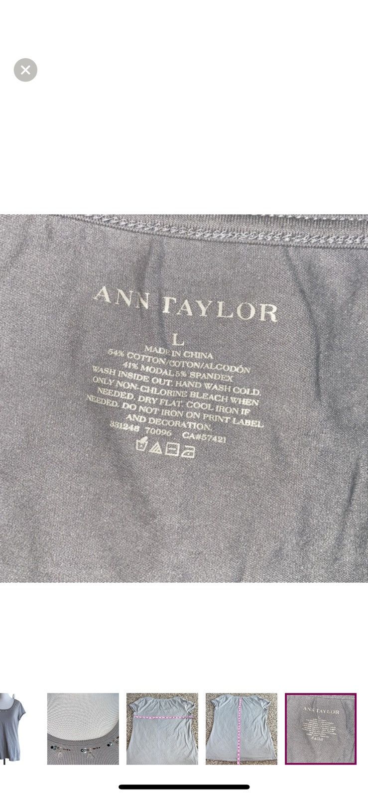 Ann Taylor Ann Taylor large beaded neck tee Size L / US 10 / IT 46 - 4 Thumbnail