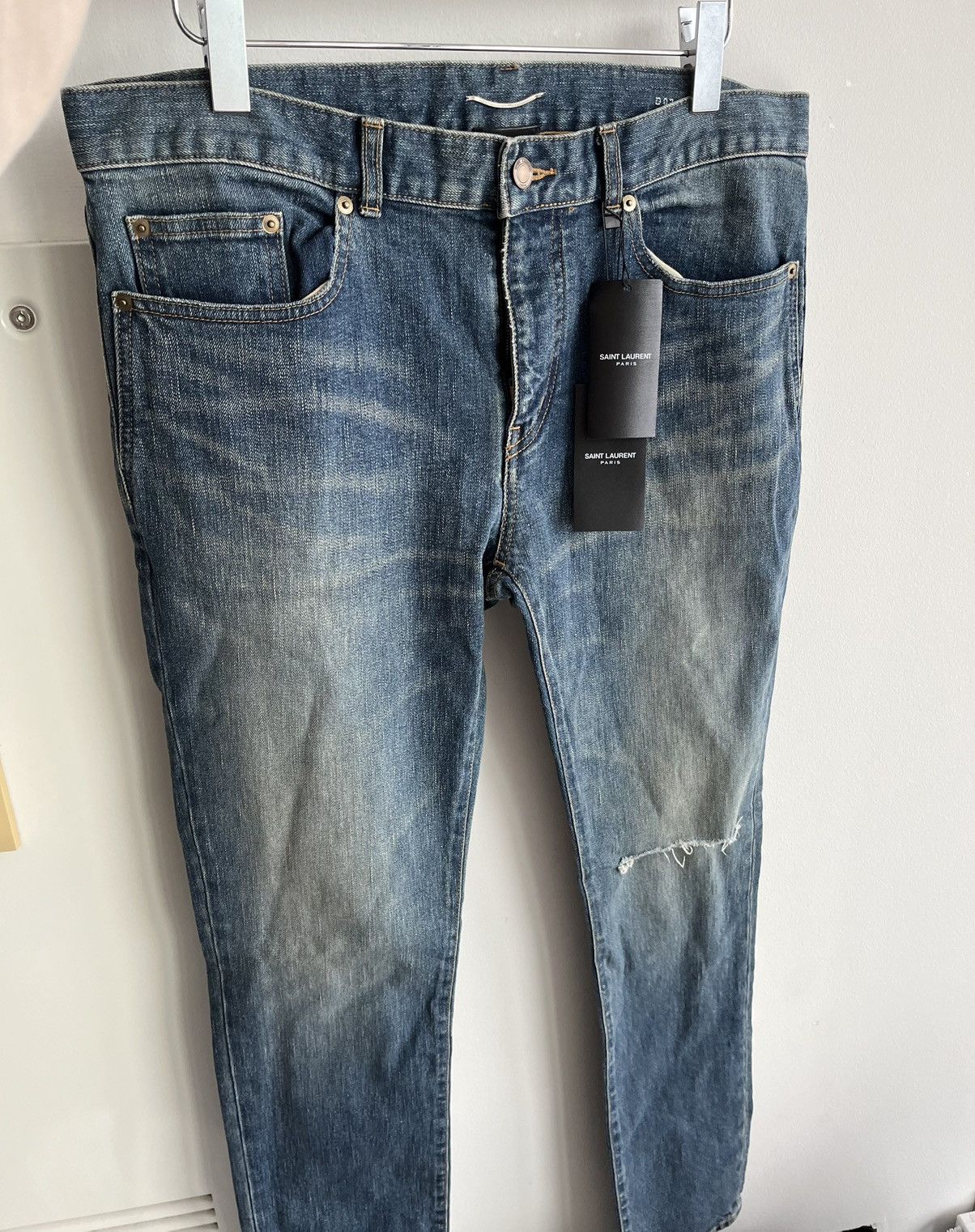 Hedi Slimane × Saint Laurent Paris × Yves Saint Laurent Saint Laurent Runway Sold Out Distressed Ripped Denim Jeans Size US 33 - 18 Thumbnail