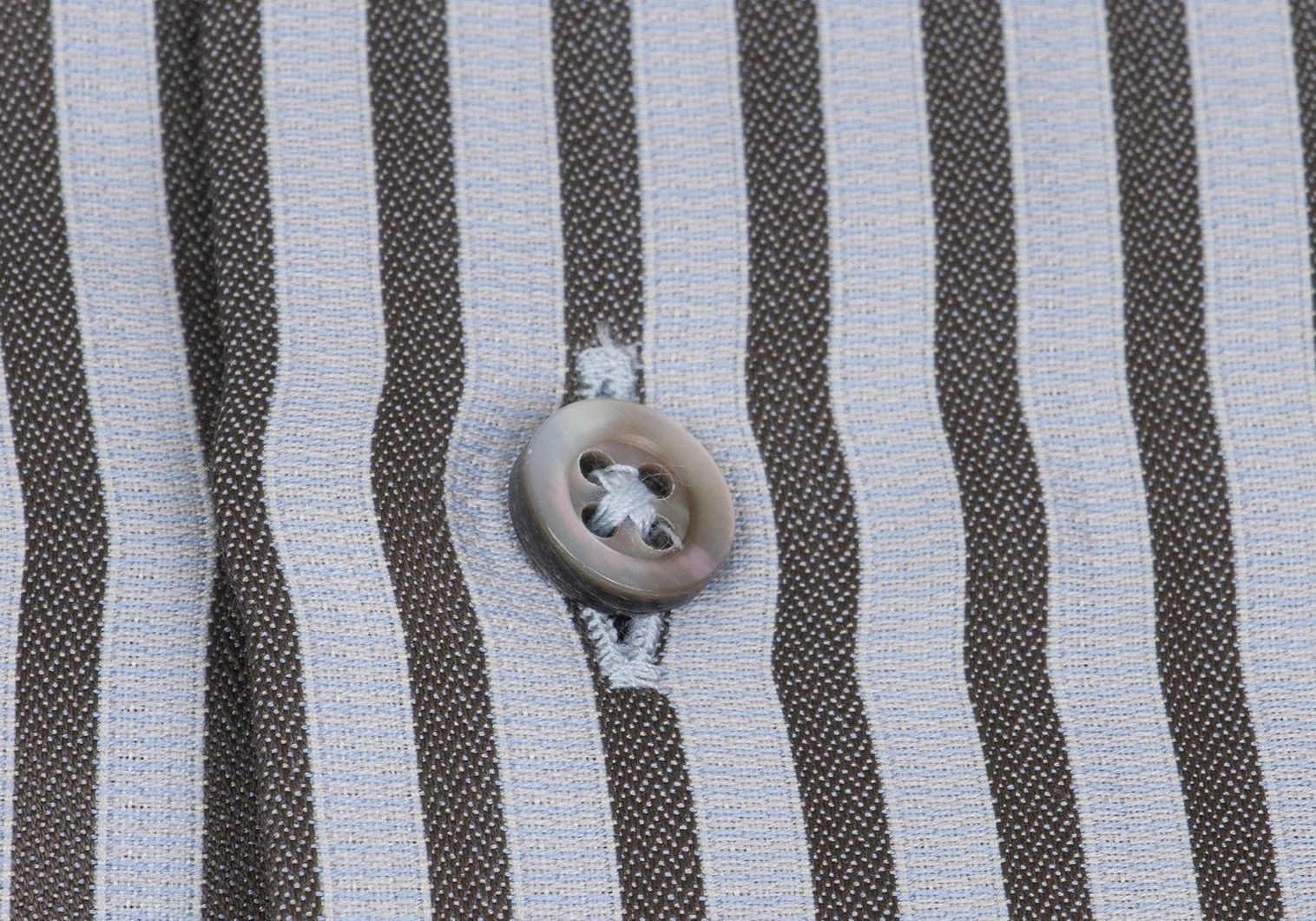Armani Collezioni Cotton Stripe Long Sleeve Shirt in Gray and Light Blue Size US M / EU 48-50 / 2 - 4 Thumbnail
