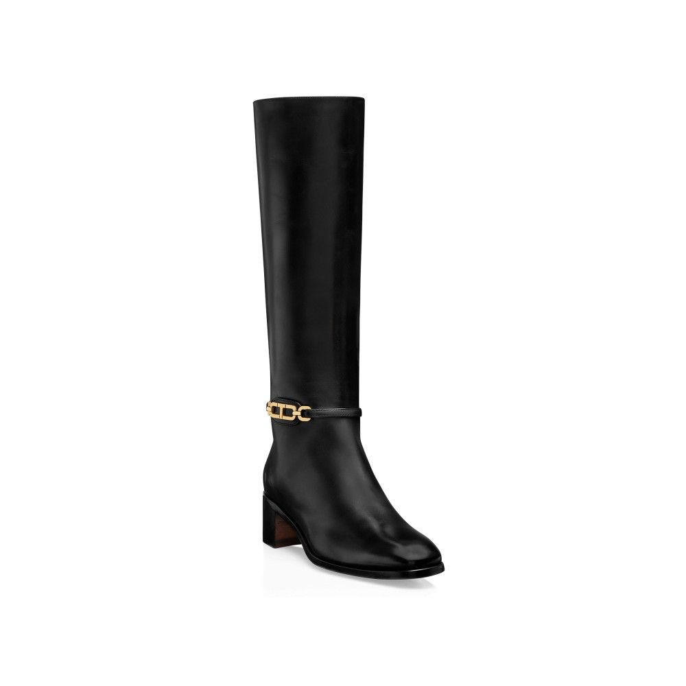 Tom Ford o1loc1c0925 W3492 Block Heel Leather Boots in Black Size US 7 / IT 37 - 2 Thumbnail