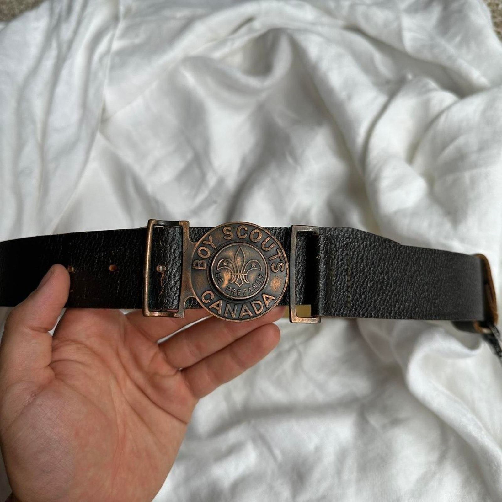 Vintage Vintage 60s 70s Boyscout Of Canada Leather Metal Clasp Belt Size ONE SIZE - 3 Thumbnail
