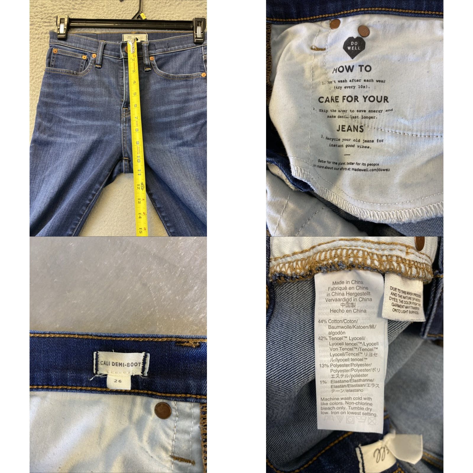 Madewell Madewell Jeans Womens 28x26 Blue Denim Semi Bootcut Leg Raw Hem /159-36 Size 28" / US 6 / IT 42 - 9 Thumbnail