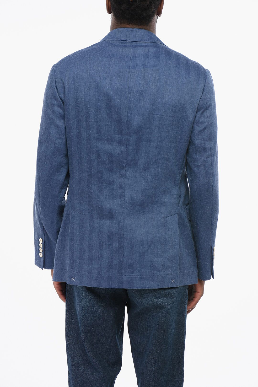 Brunello Cucinelli og1mm0725 Linen Blend Slim Fit Blazer in Blue Size US L / EU 52-54 / 3 - 2 Thumbnail