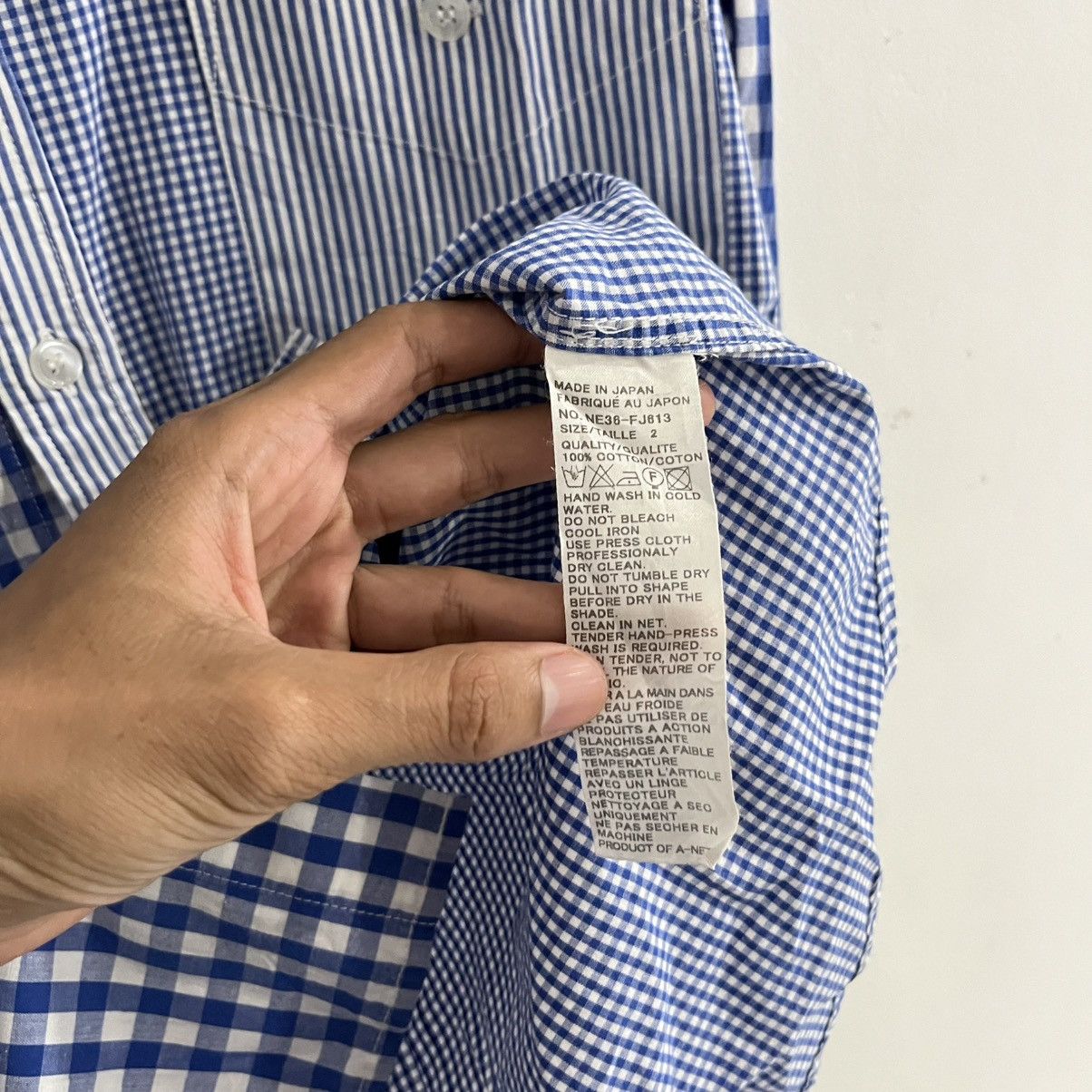Ne-Net Ne net Issey miyake - Gingham Striped Unique Cut Button Up Size US M / EU 48-50 / 2 - 7 Thumbnail