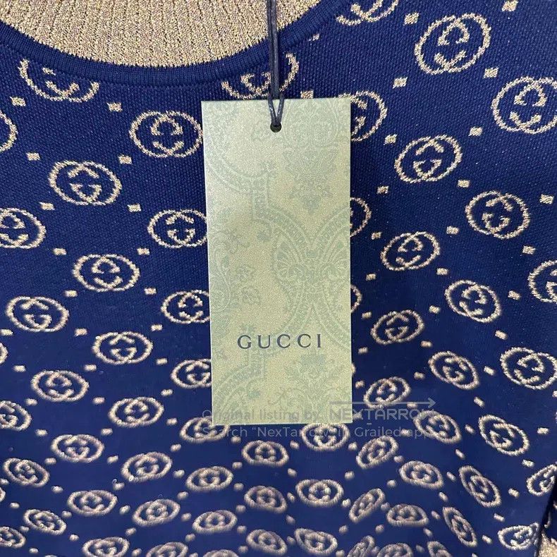 Gucci Gucci Gold thread double G full-printed knitwear short sle Size M / US 6-8 / IT 42-44 - 6 Thumbnail